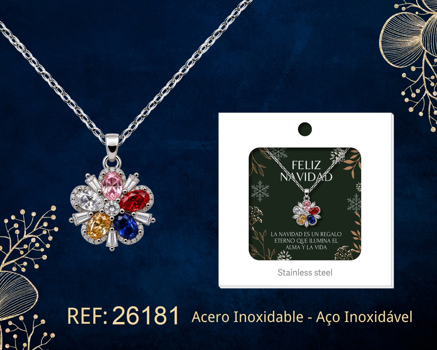 COLGANTE CHAPADA ORO 14K CON CIRCONITA PARA NAVIDAD