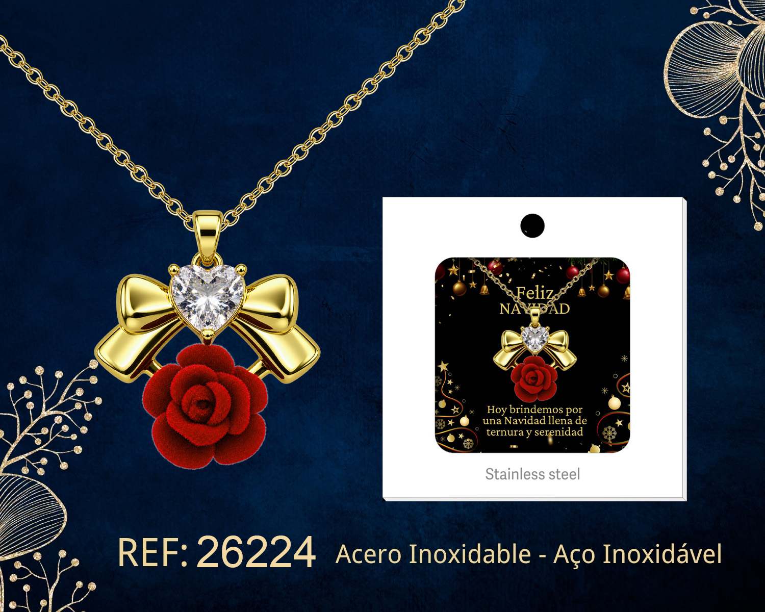 COLGANTE CHAPADA ORO 14K CON CIRCONITA PARA NAVIDAD