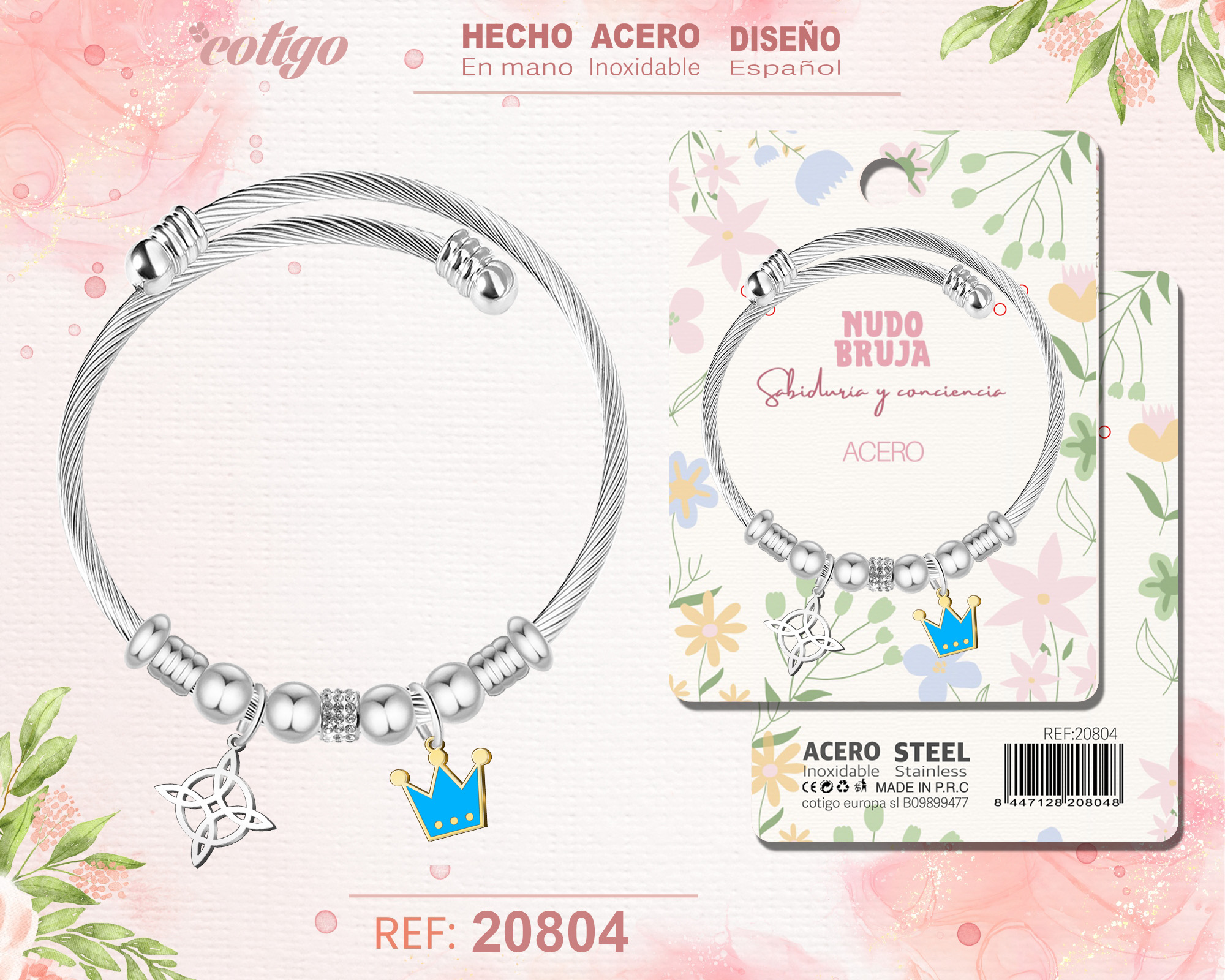BRAZALETE ACERO CON: NUDO BRUJA