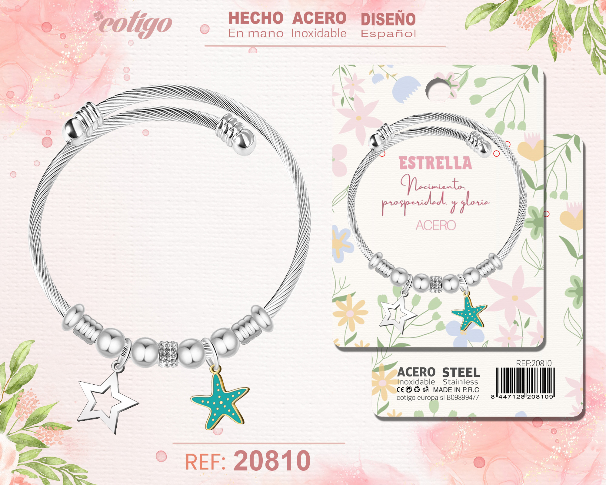 BRAZALETE ACERO CON: ESRELLA