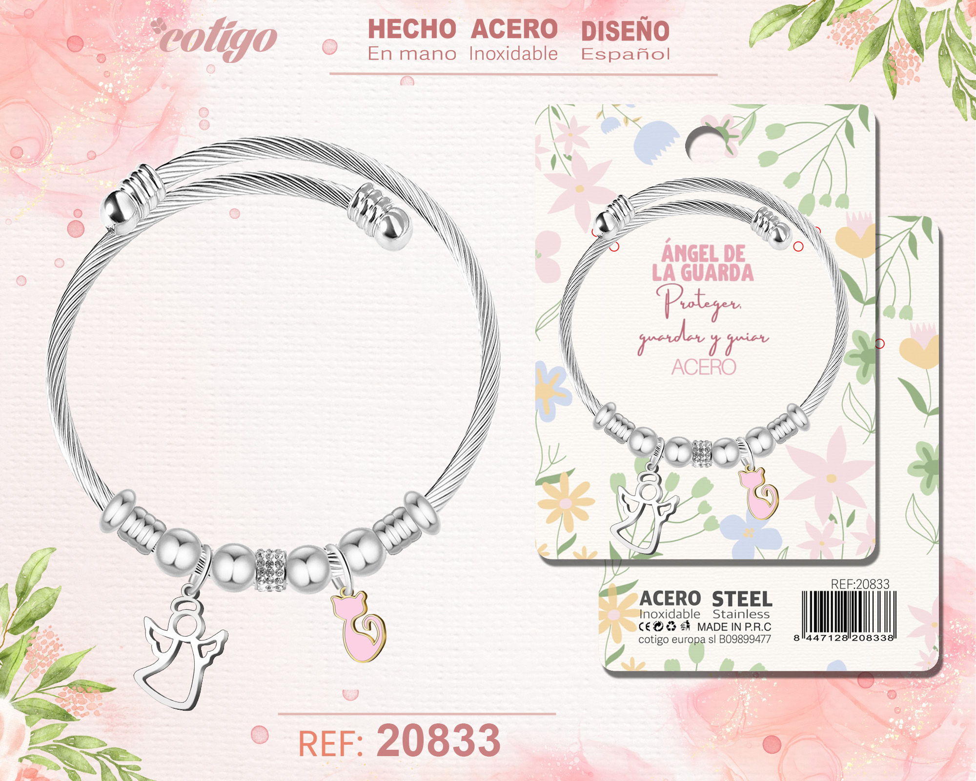 BRAZALETE ACERO CON: ANGEL