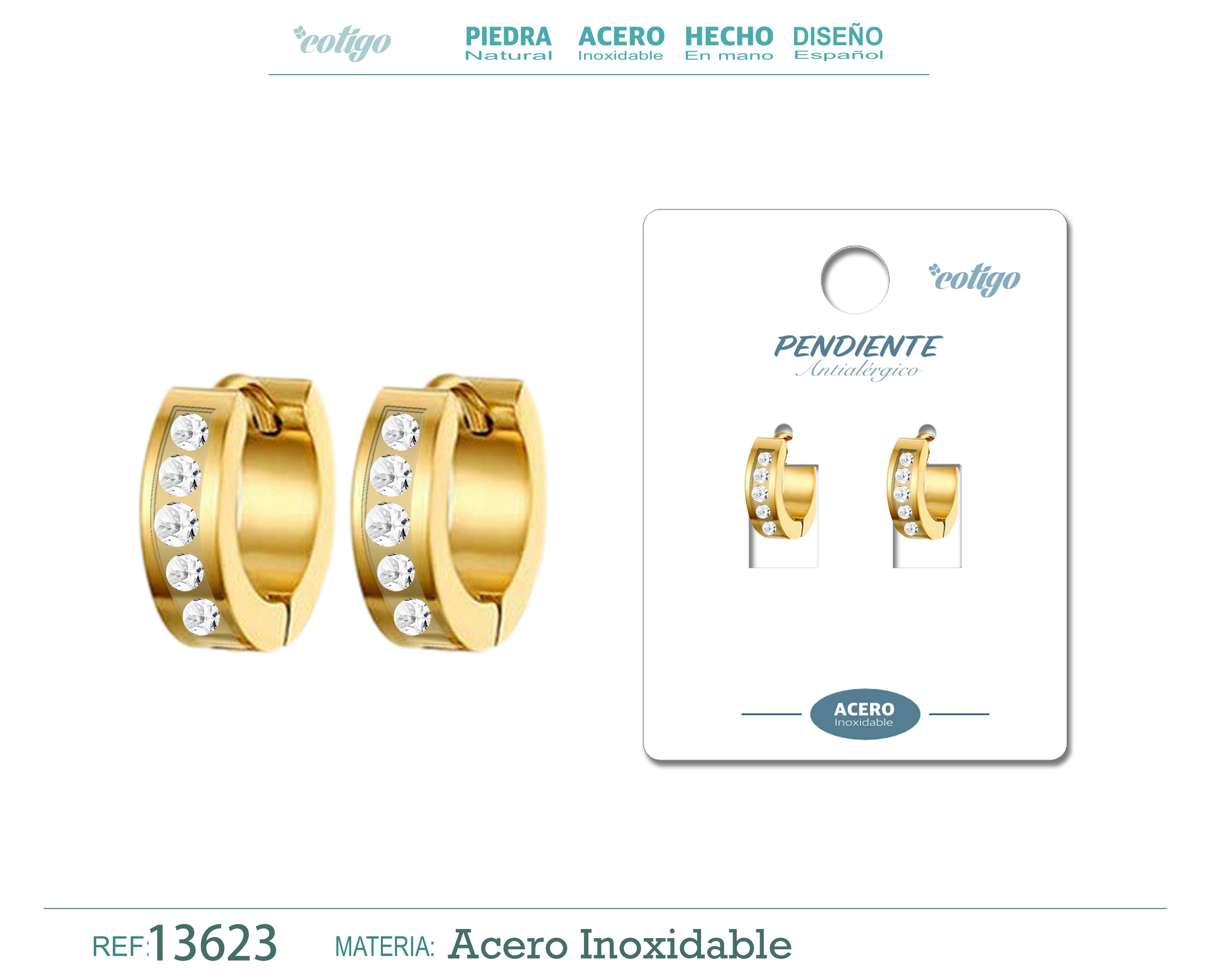 PENDIENTE ACERO COLOR DORADO