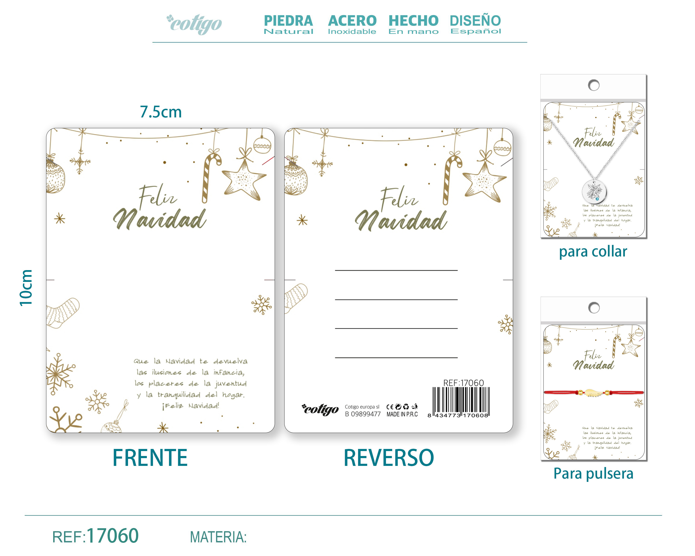 TARJETA DE NAVIDAD PARA BISUTERIA