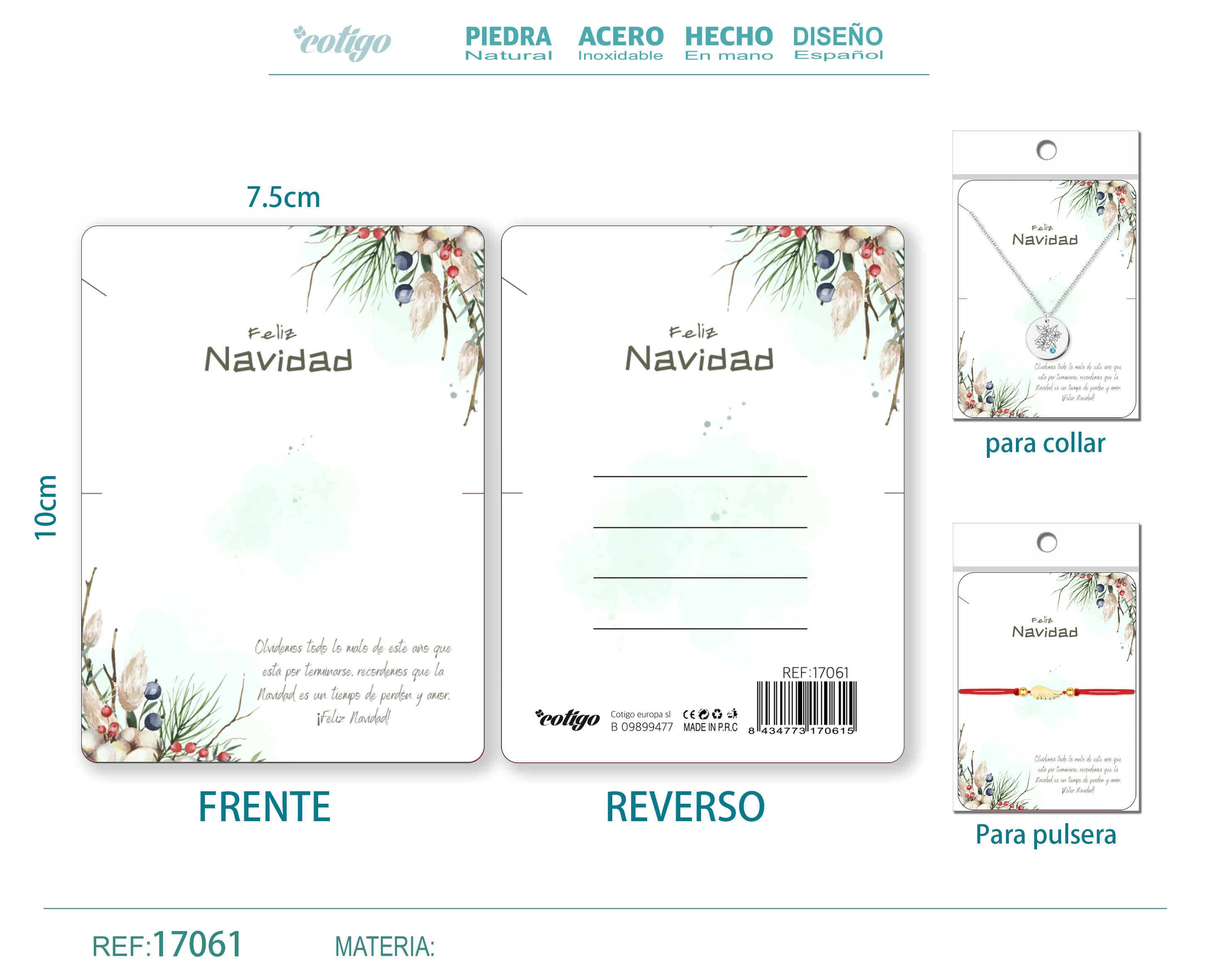 TARJETA DE NAVIDAD PARA BISUTERIA