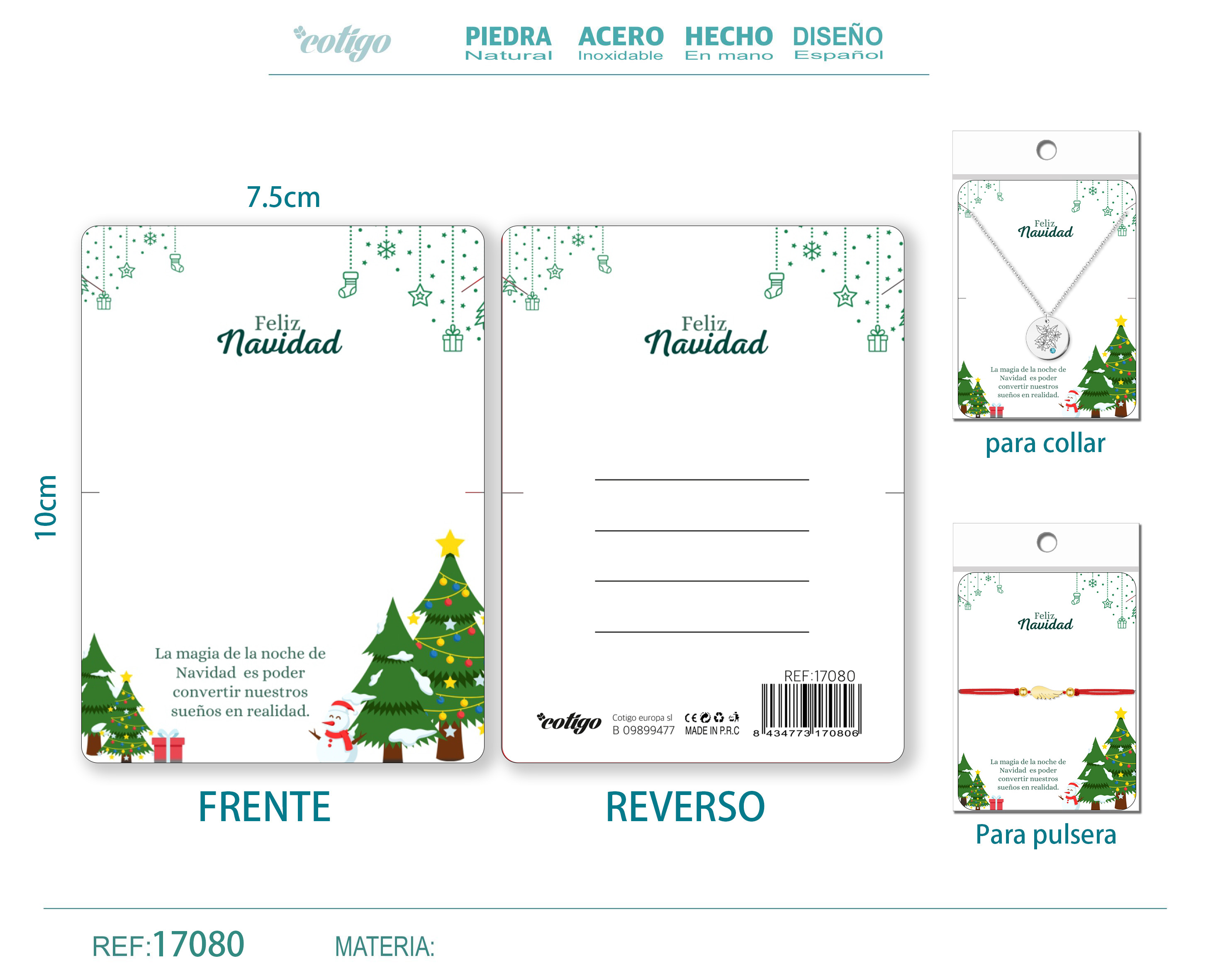 TARJETA DE NAVIDAD PARA BISUTERIA
