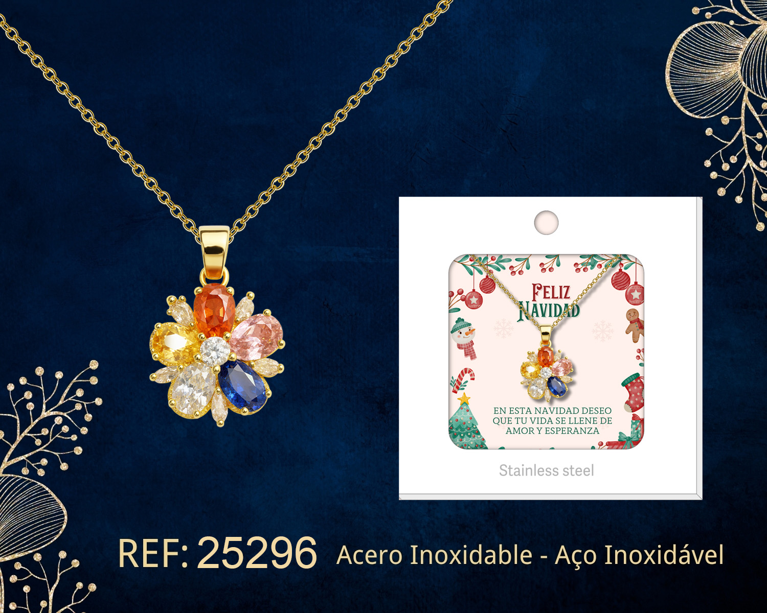 24666-COLGANTE CHAPADO ORO 14K CON CIRCONITA PARA NAVIDAD