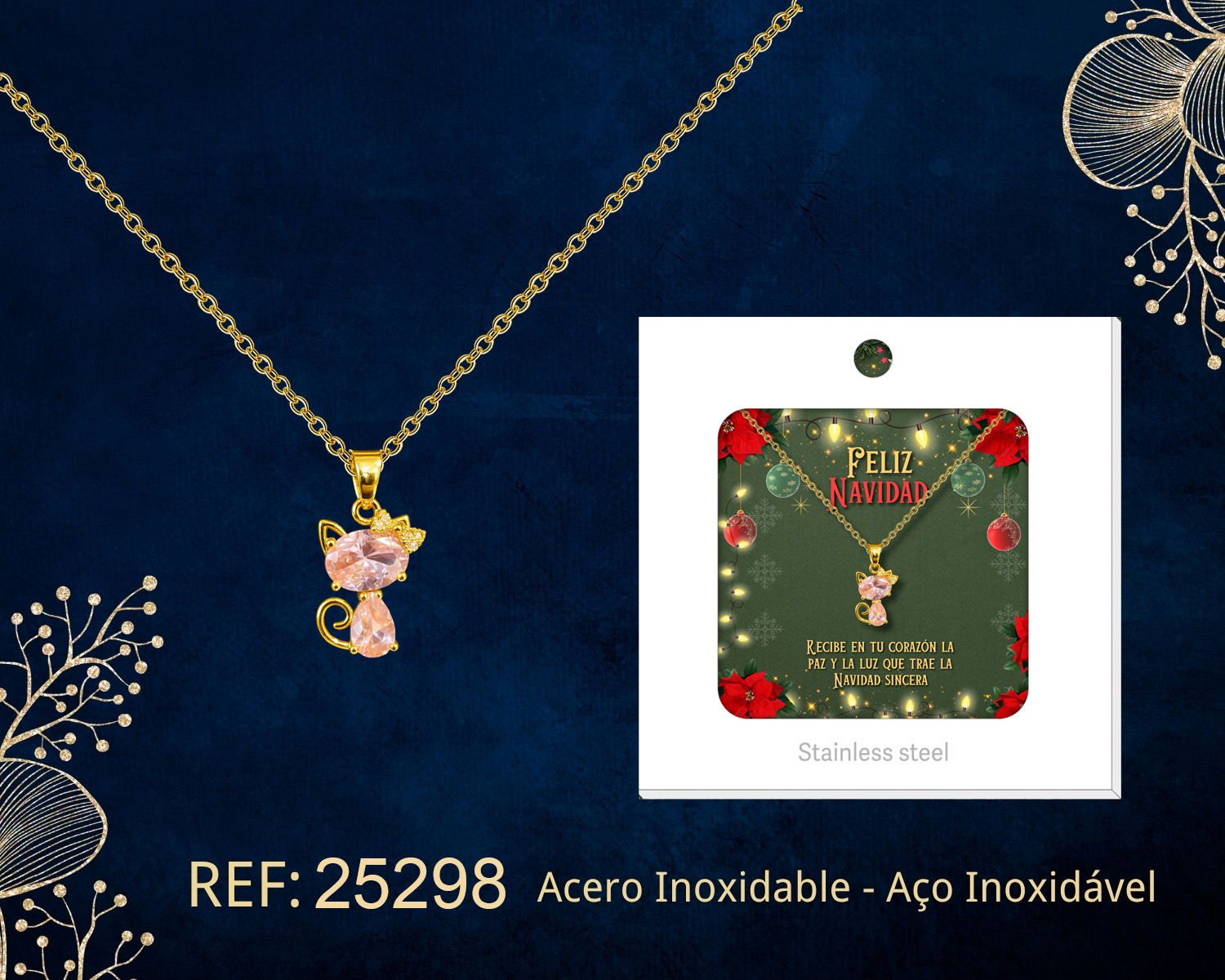 24684-COLGANTE CHAPADO ORO 14K CON CIRCONITA PARA NAVIDAD