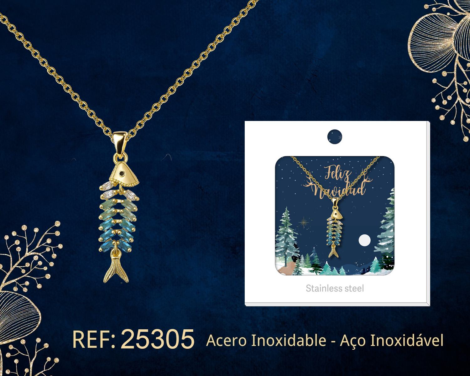 24725-COLGANTE CHAPADO ORO 14K CON CIRCONITA PARA NAVIDAD