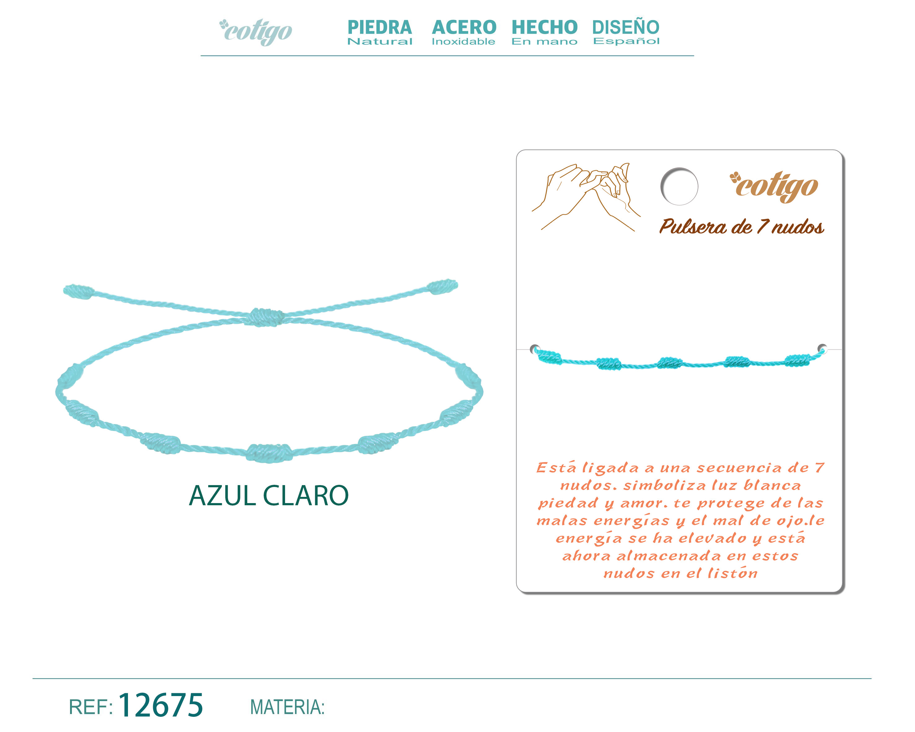 PULSERA 7 NUDOS AZUL