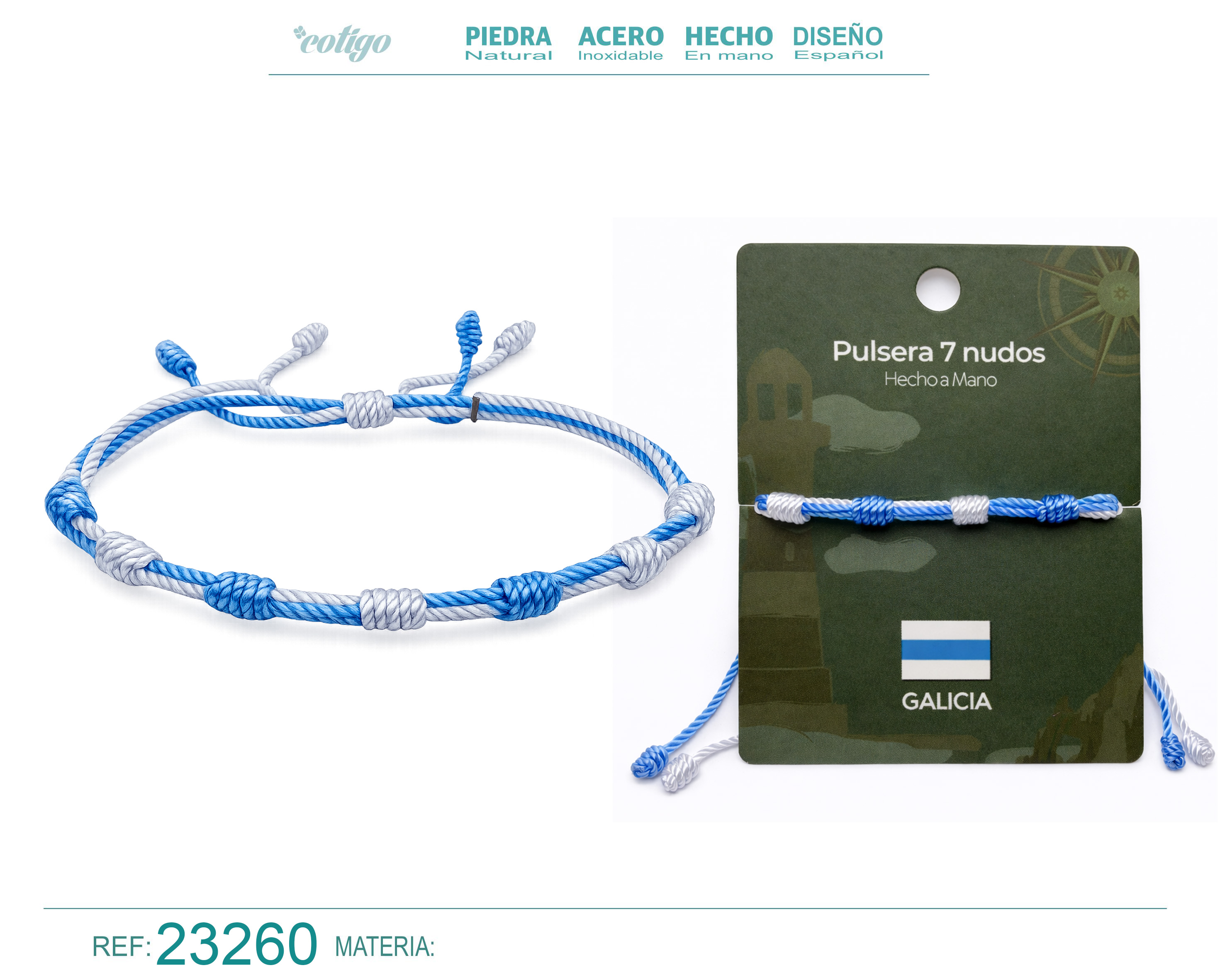 PULSERA 7 NUDOS DE BANDERA DE  GALICIA