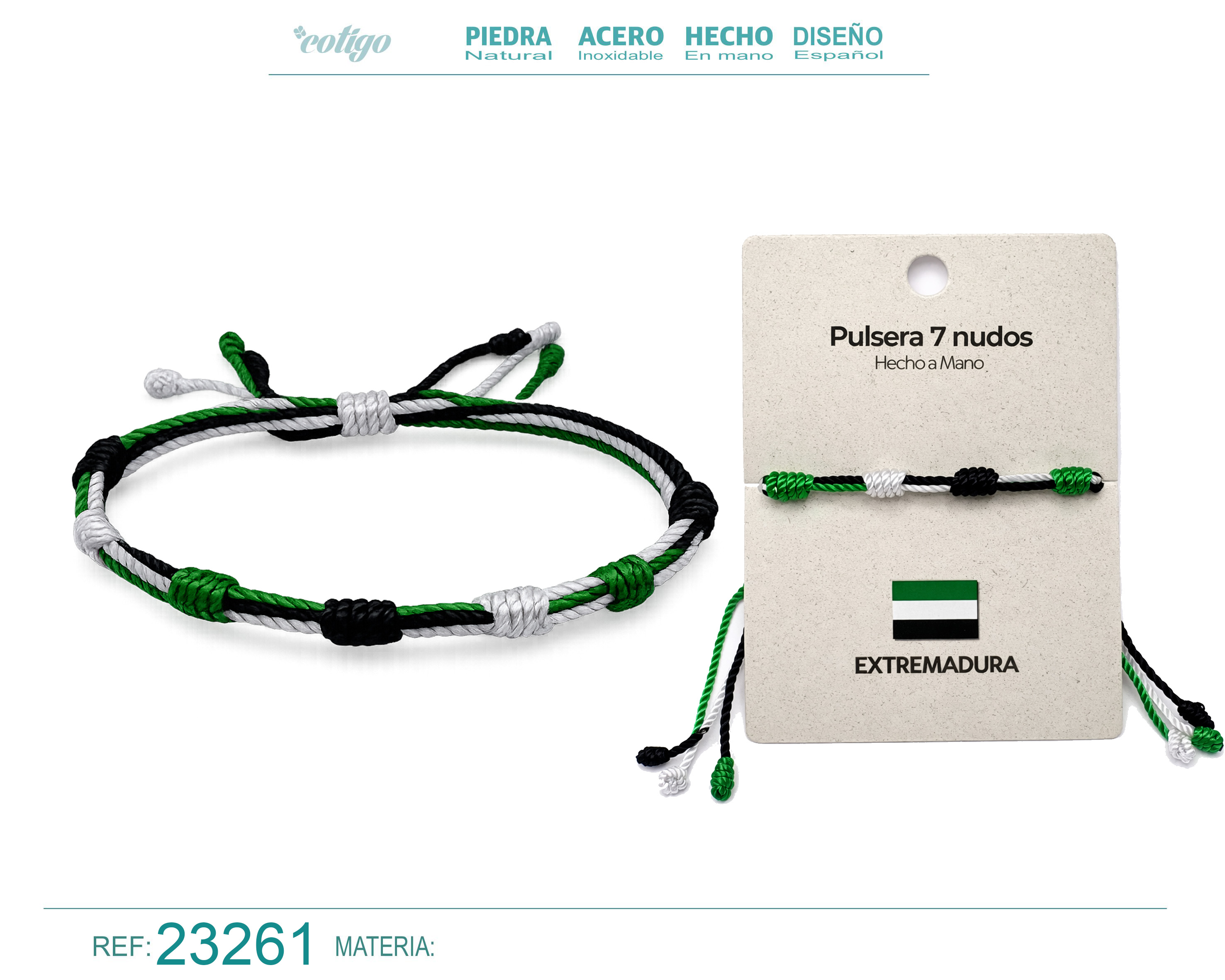 PULSERA 7 NUDOS DE BANDERA DE  EXTREMADURA