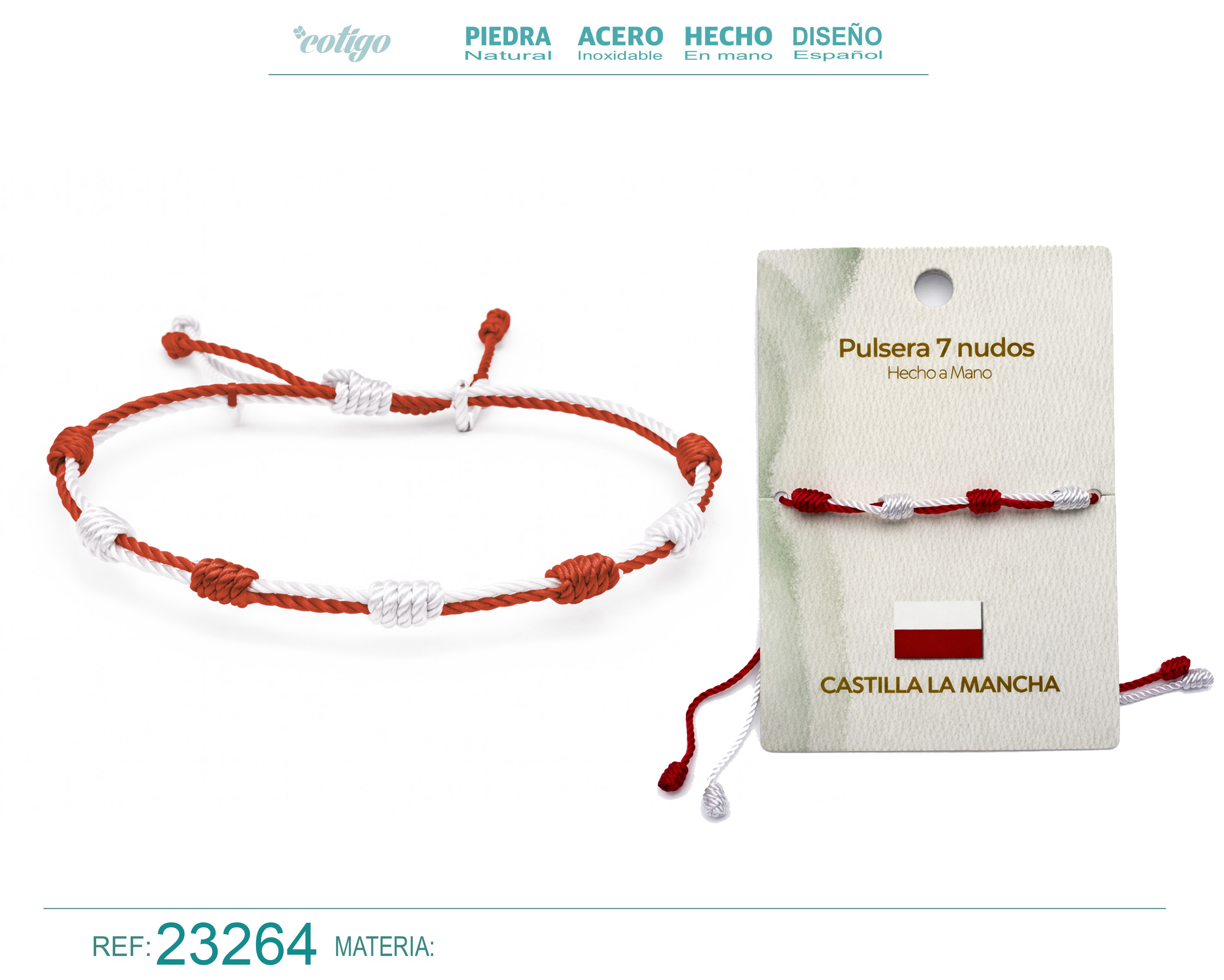 PULSERA 7 NUDOS DE BANDERA DE  CASTILLA LA MANCHA