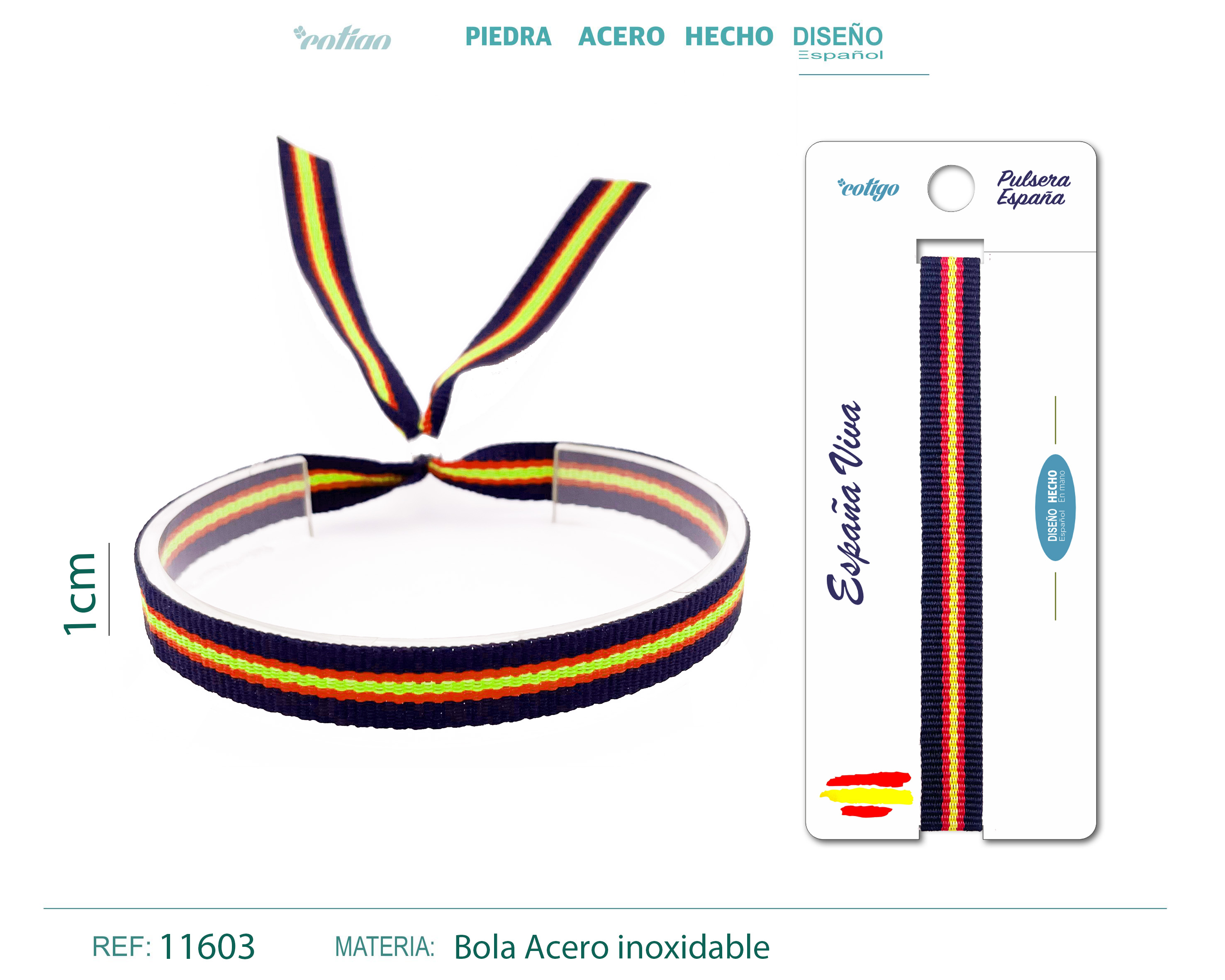 PULSERA ESPAÑA ANCHO 1CM AZUL