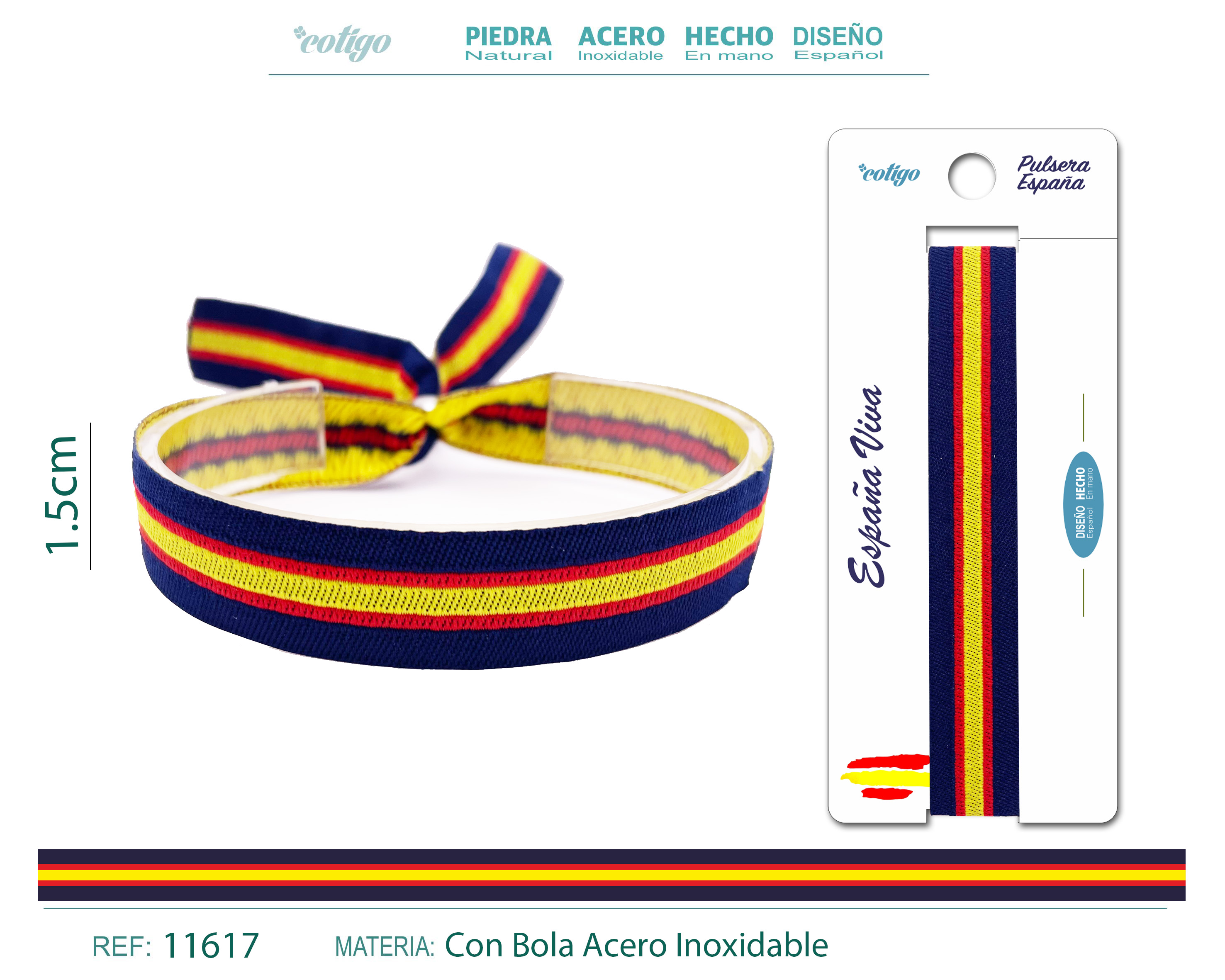 PULSERA ESPAÑA TEJIDO-AZUL