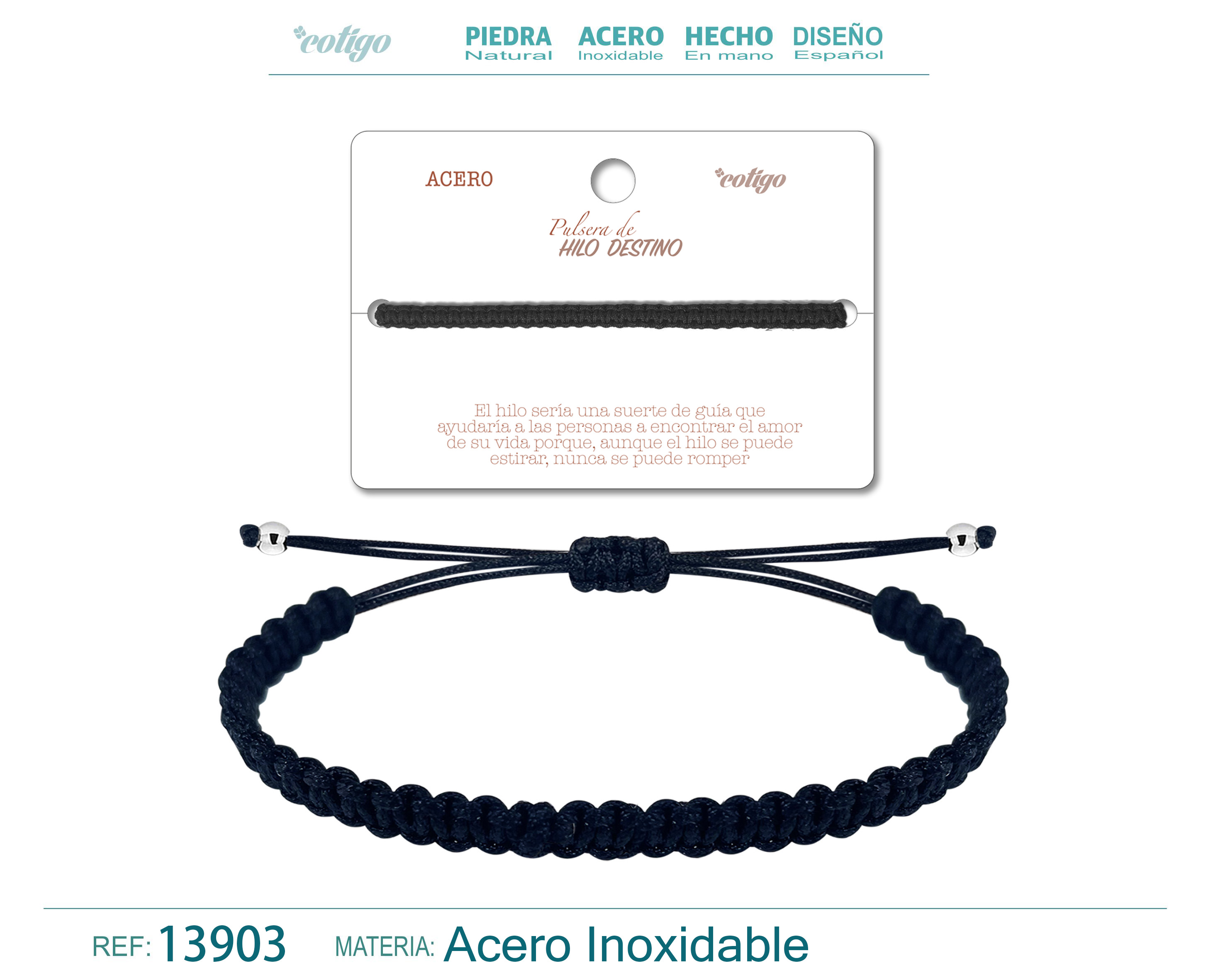 PULSERA HILO DESTINO 1 PCS COLOR NEGRO