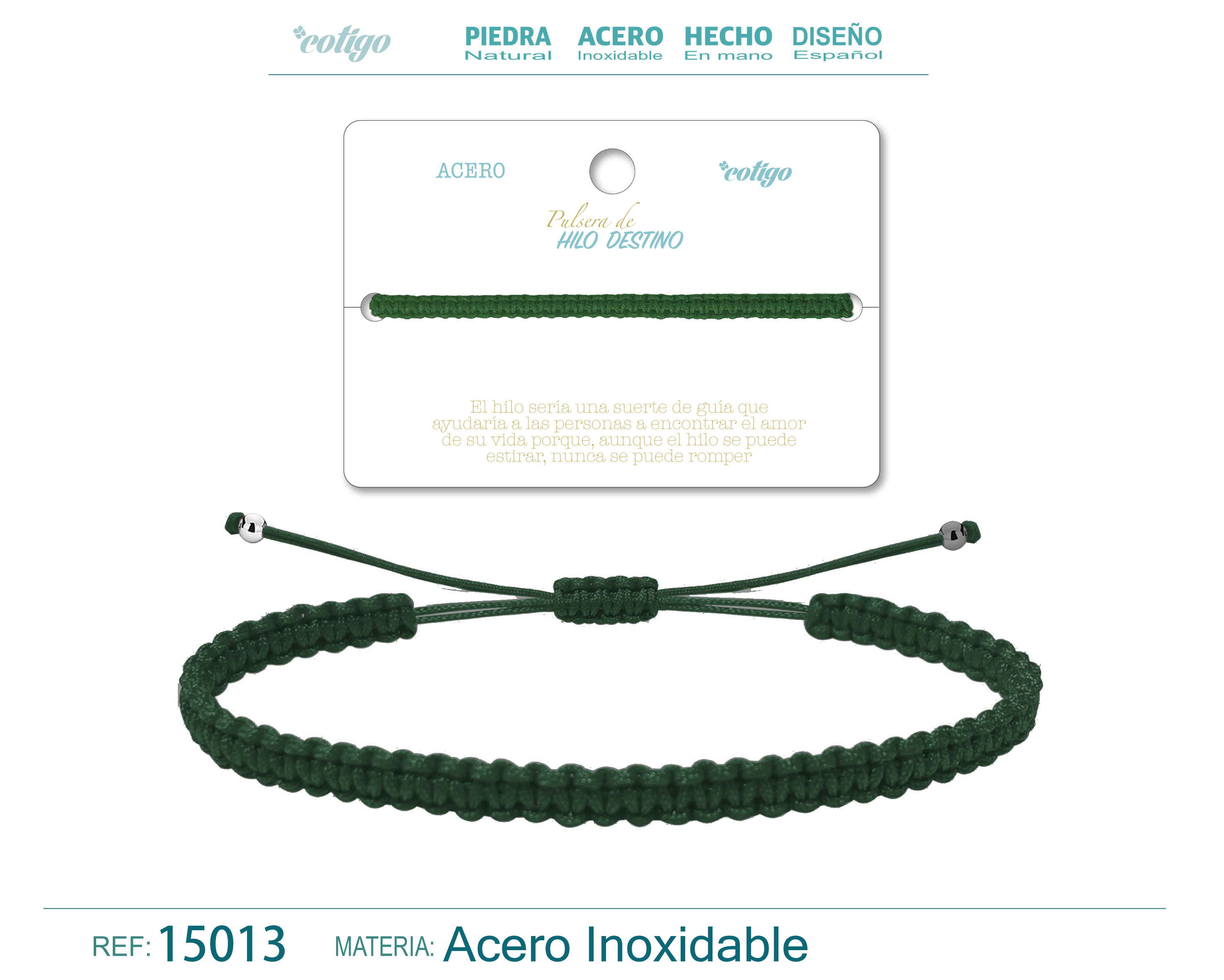 PULSERA HILO DESTINO COLOR VERDE OSCURO