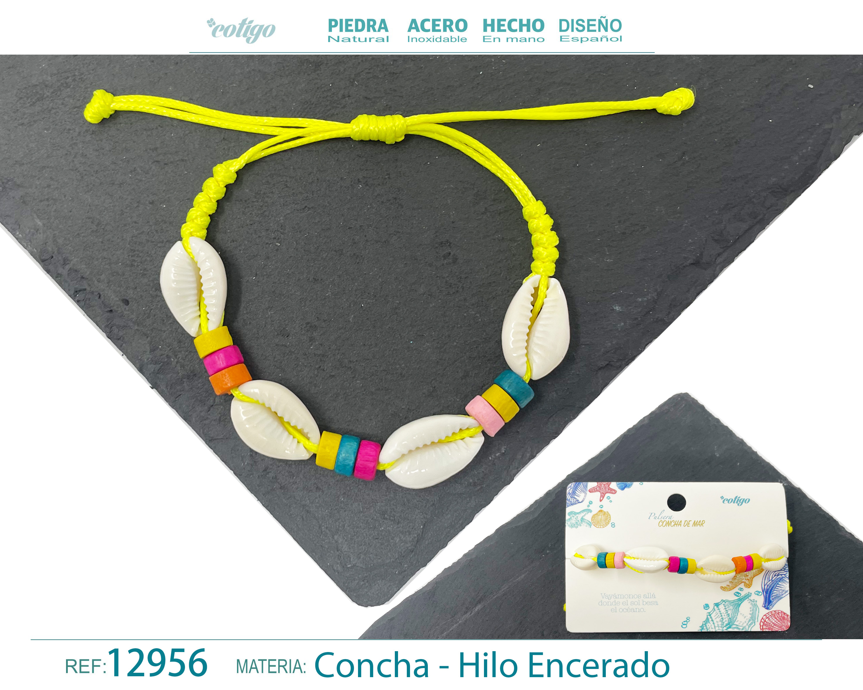 PULSERA HILO ENCERADO DE CONCHA