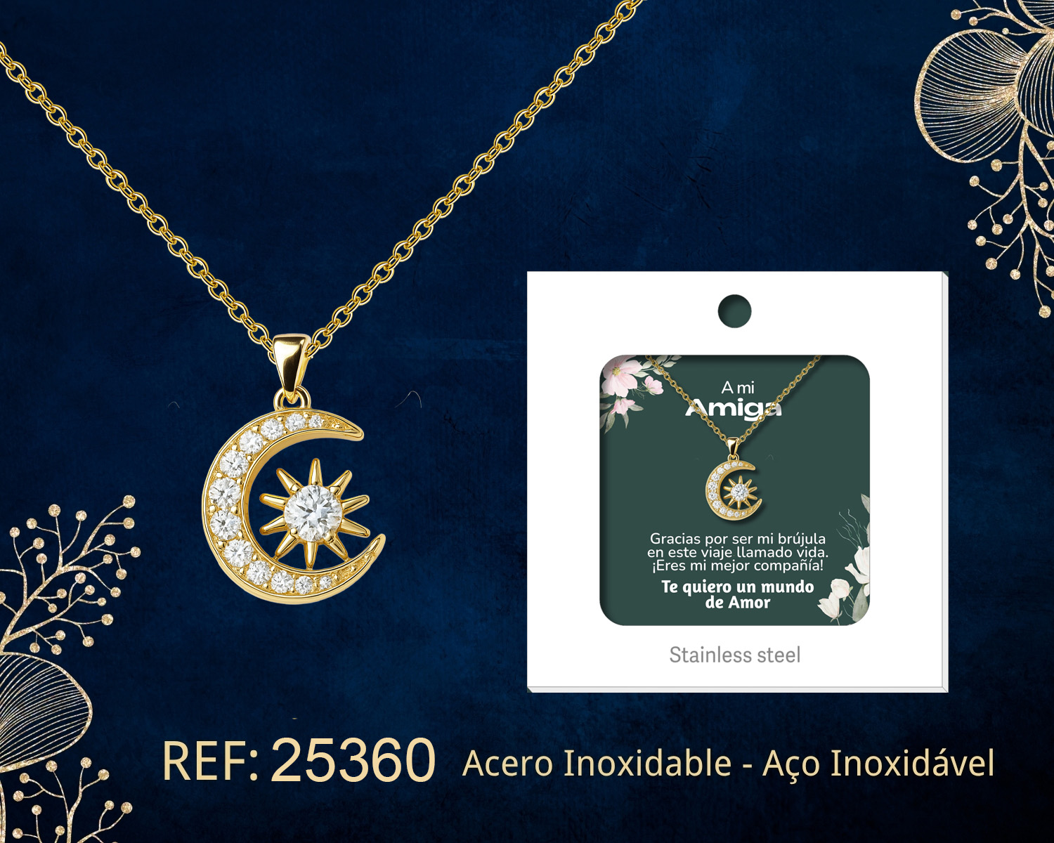 COLLAR ACERO CON CIRCONITA PARA REGALAR A  AMIGA