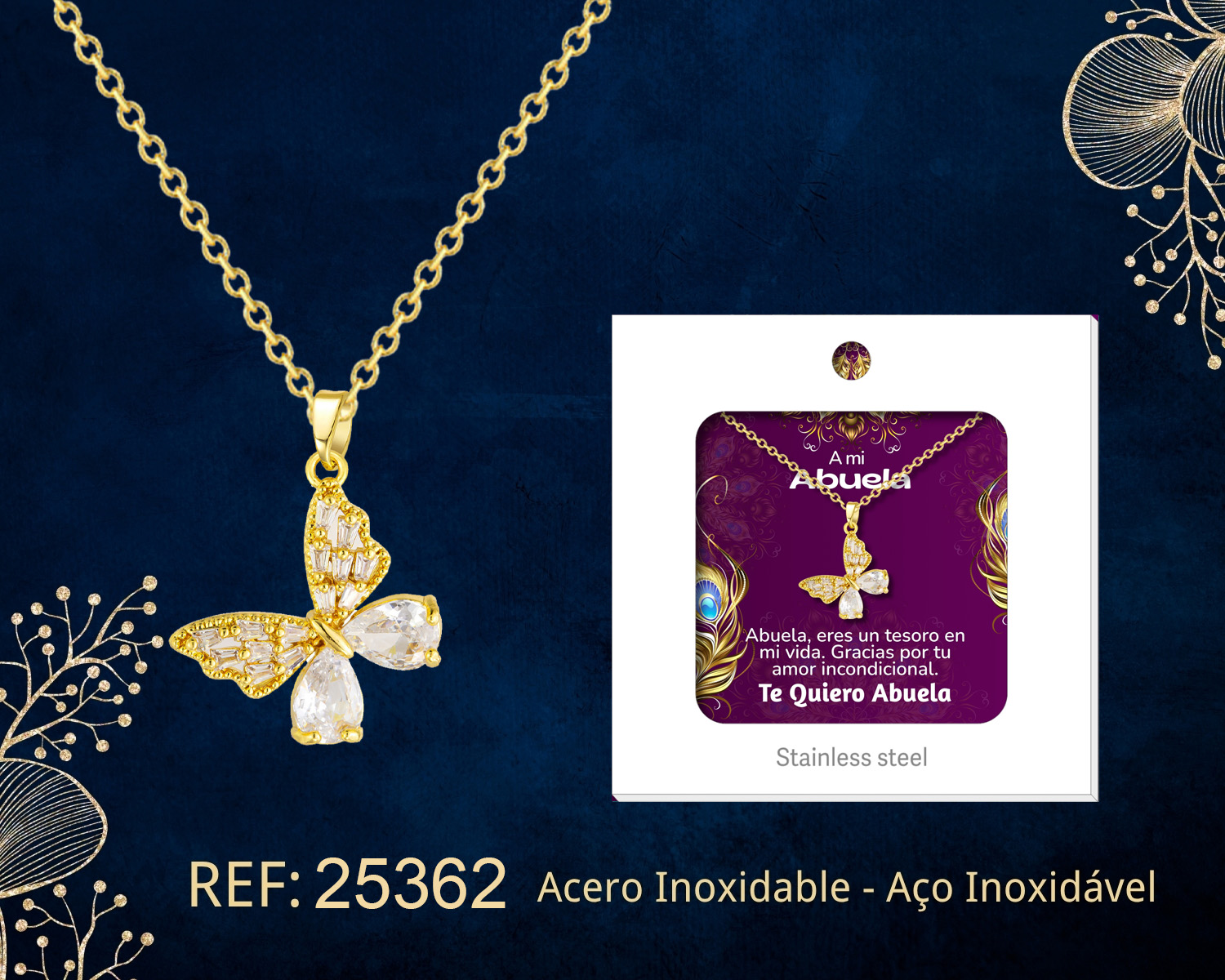 COLLAR ACERO CON CIRCONITA PARA REGALAR A  ABUELA