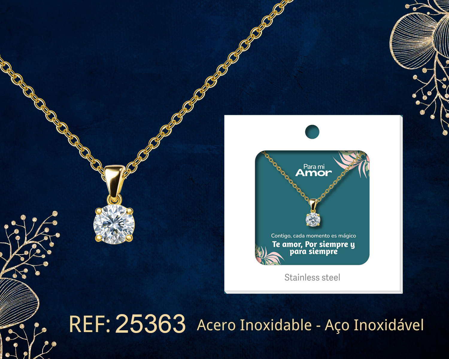 COLLAR ACERO CON CIRCONITA PARA REGALAR A  AMOR