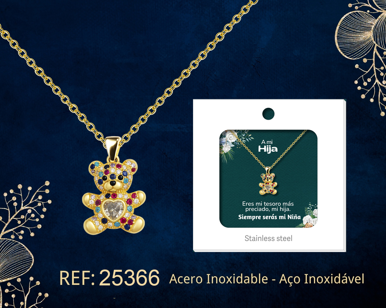 COLLAR ACERO CON CIRCONITA PARA REGALAR A  HIJA