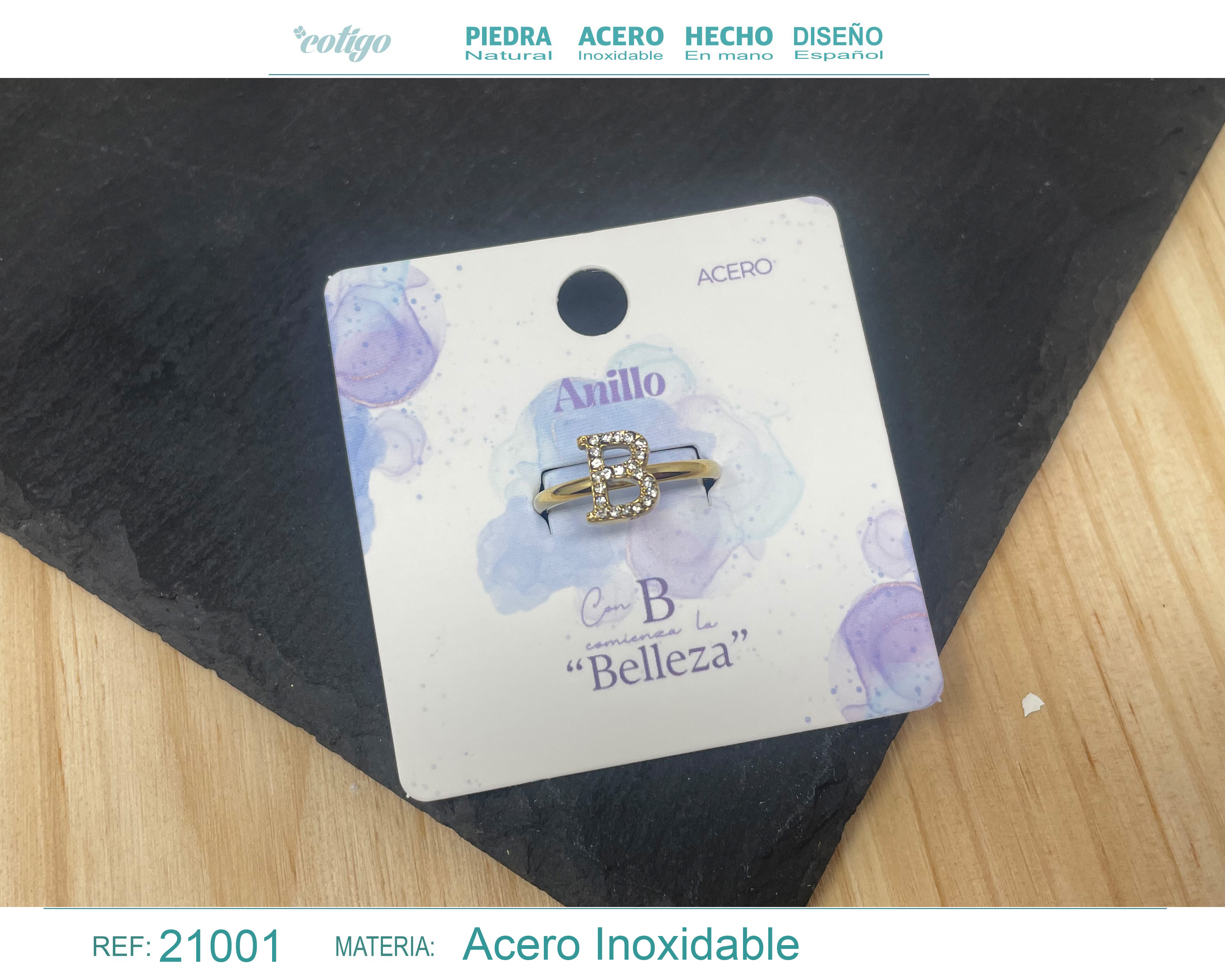 ANILLO B ACERO COLOR DORADO
