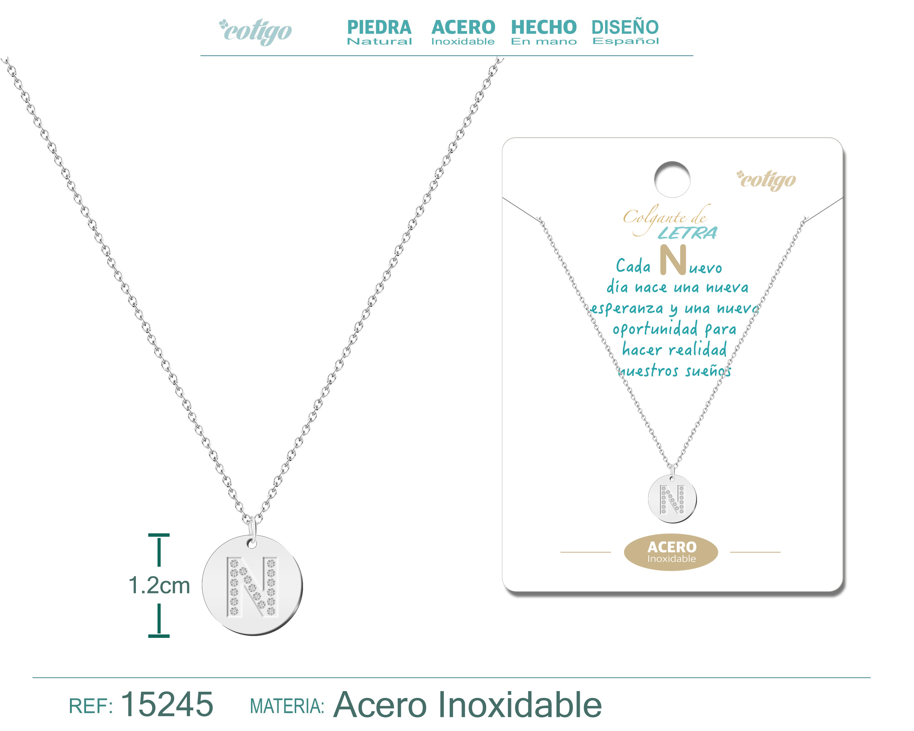 COLLAR LETRA N COLOR PLATEADO