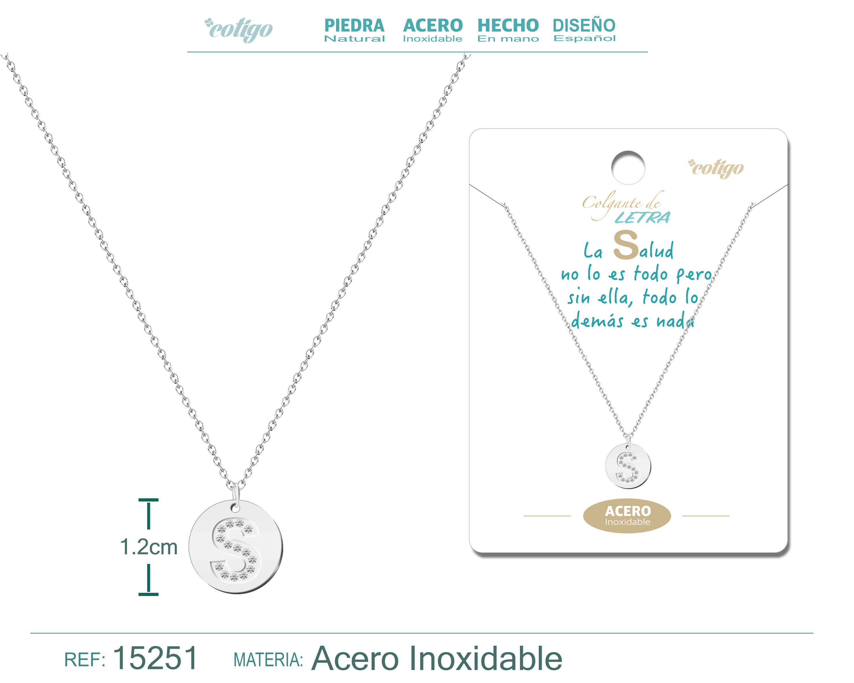 COLLAR LETRA S COLOR PLATEADO