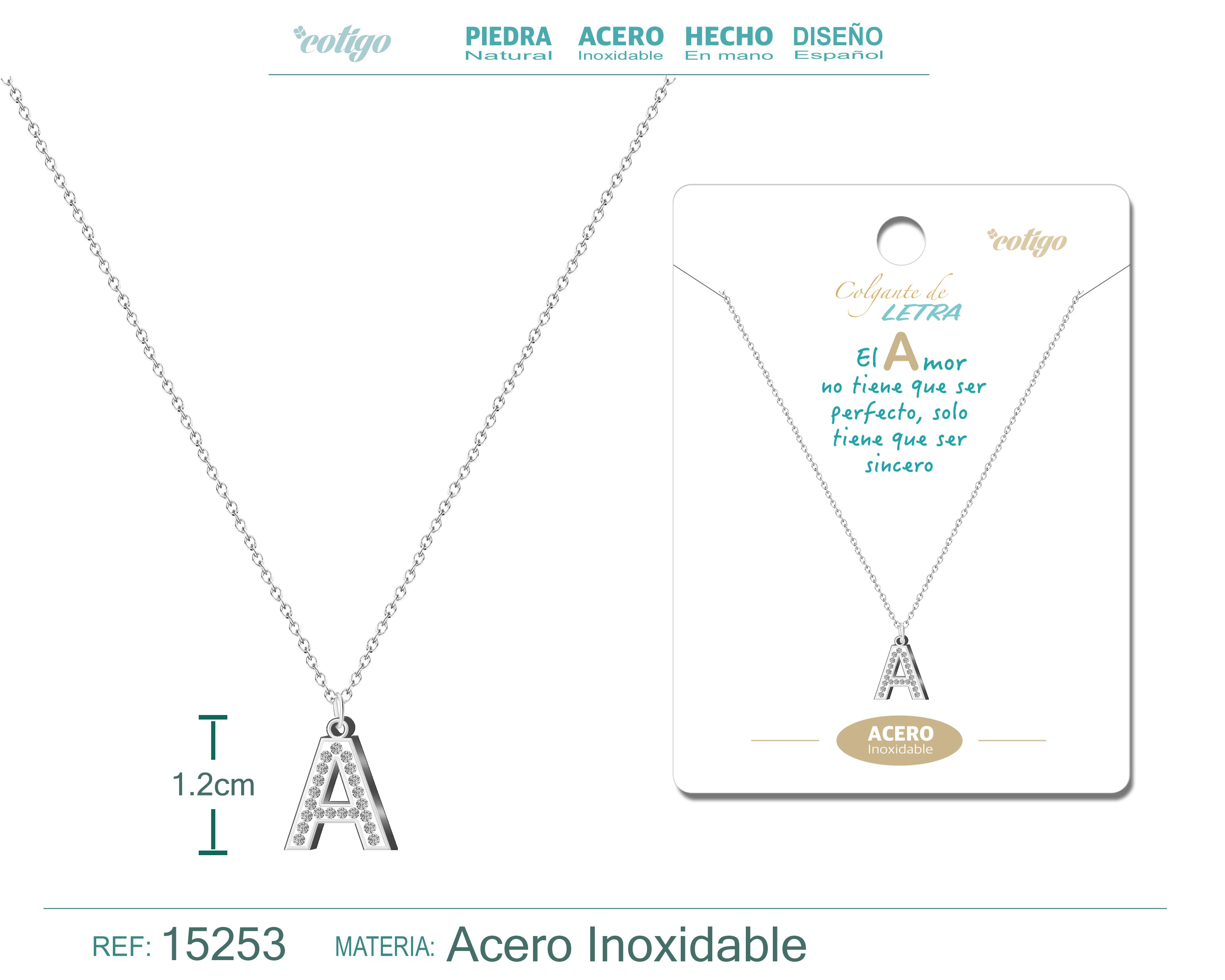 COLLAR LETRA A COLOR PLATEADO