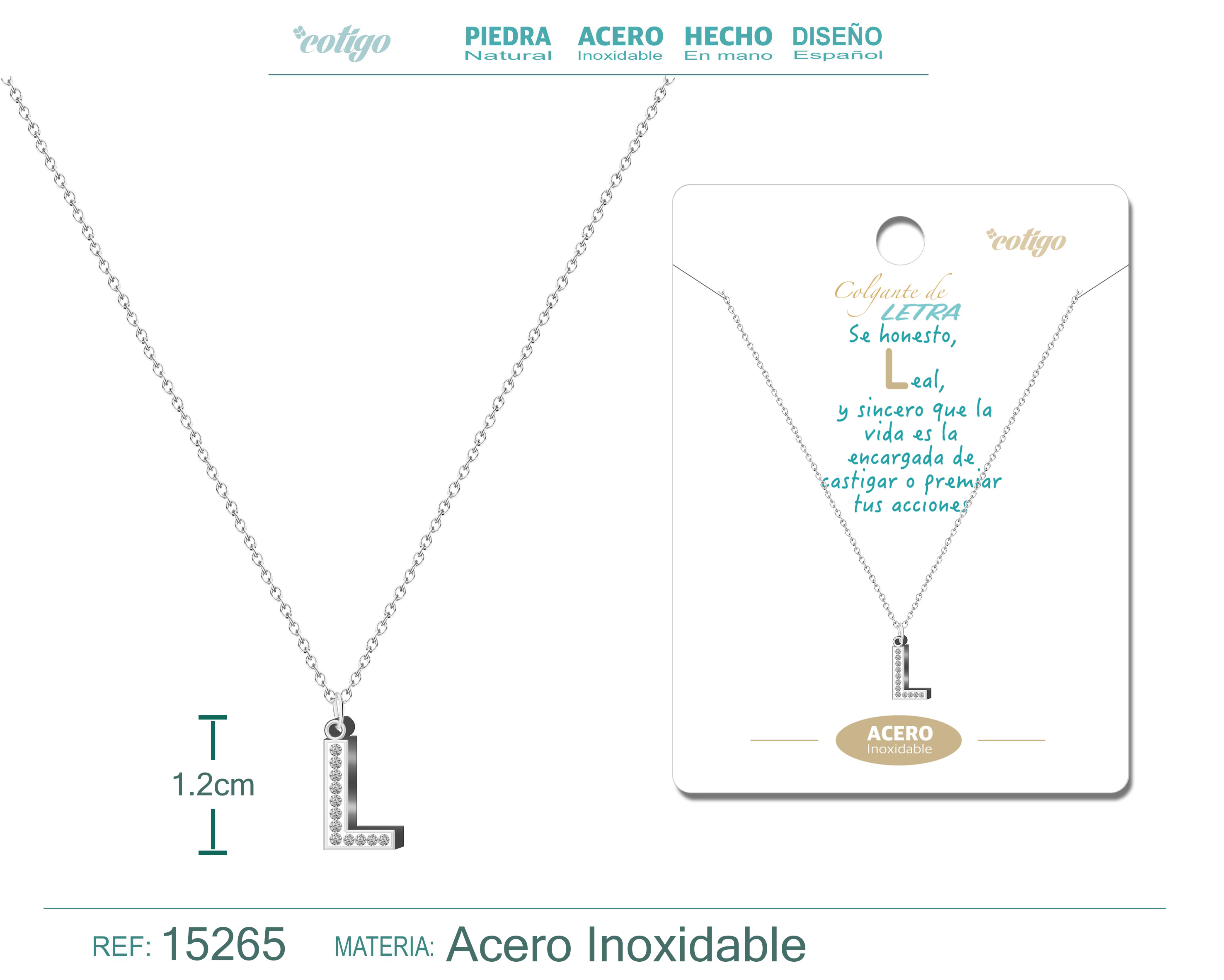 COLLAR LETRA L COLOR PLATEADO
