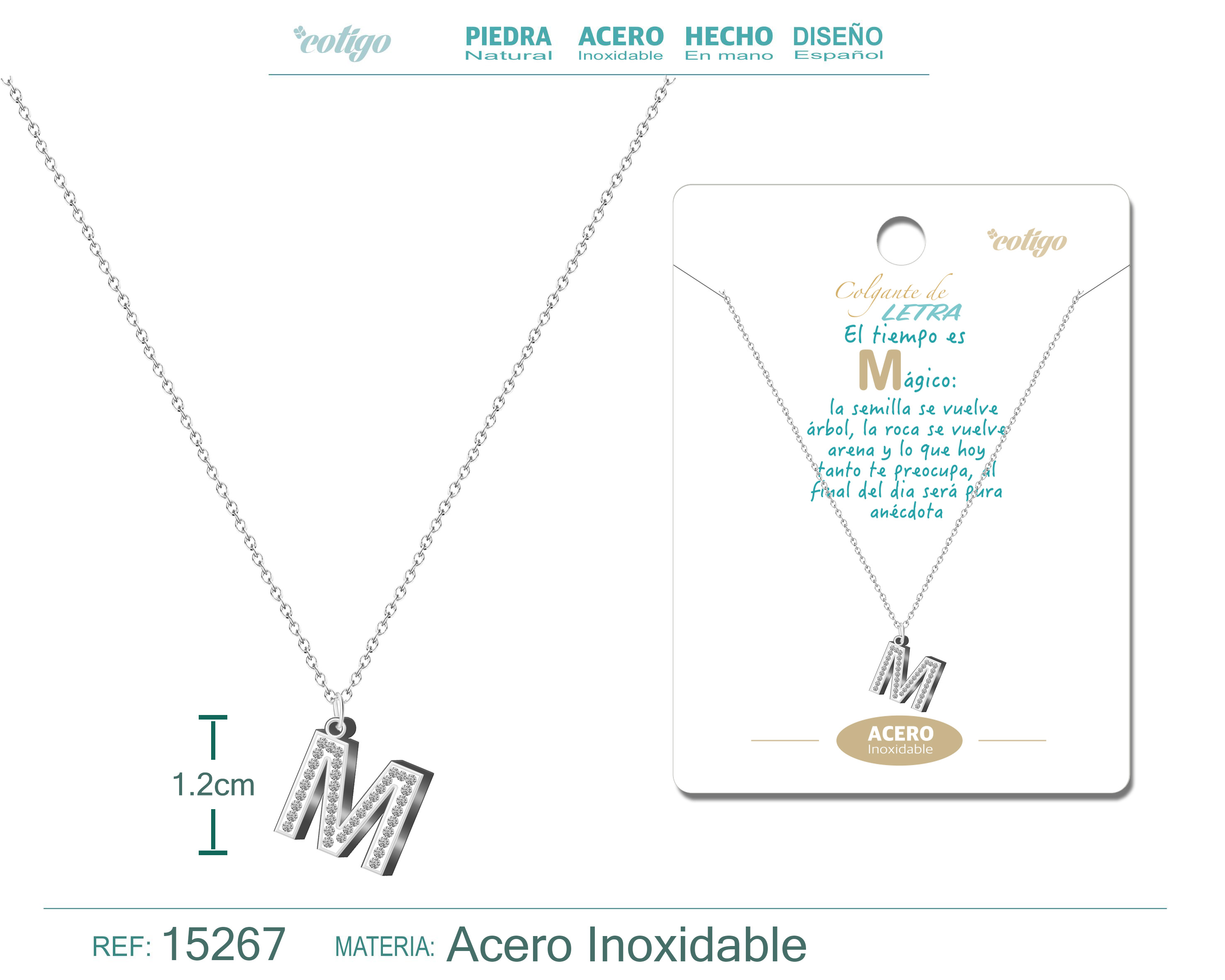 COLLAR LETRA M COLOR PLATEADO