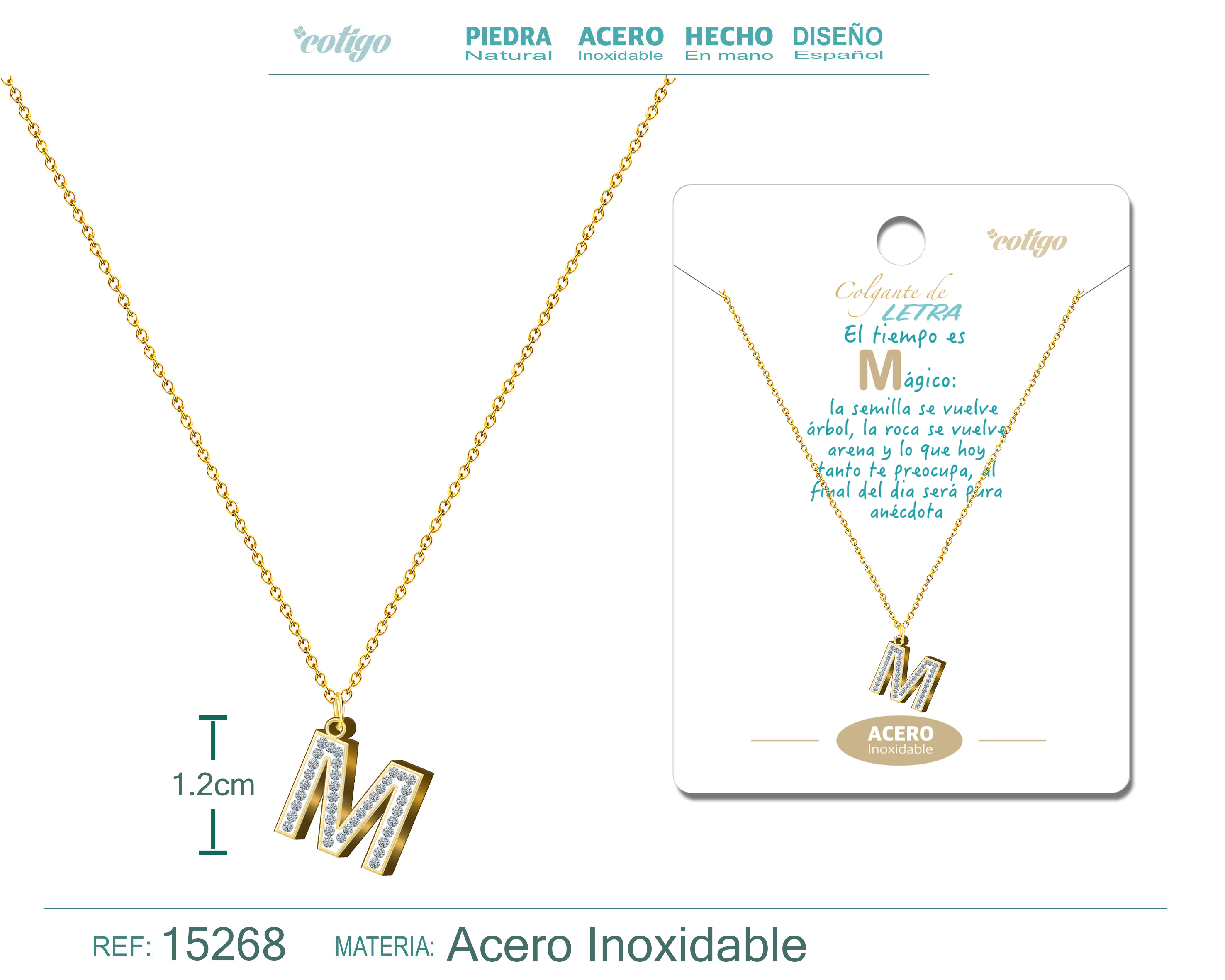 COLLAR LETRA M COLOR DORADO