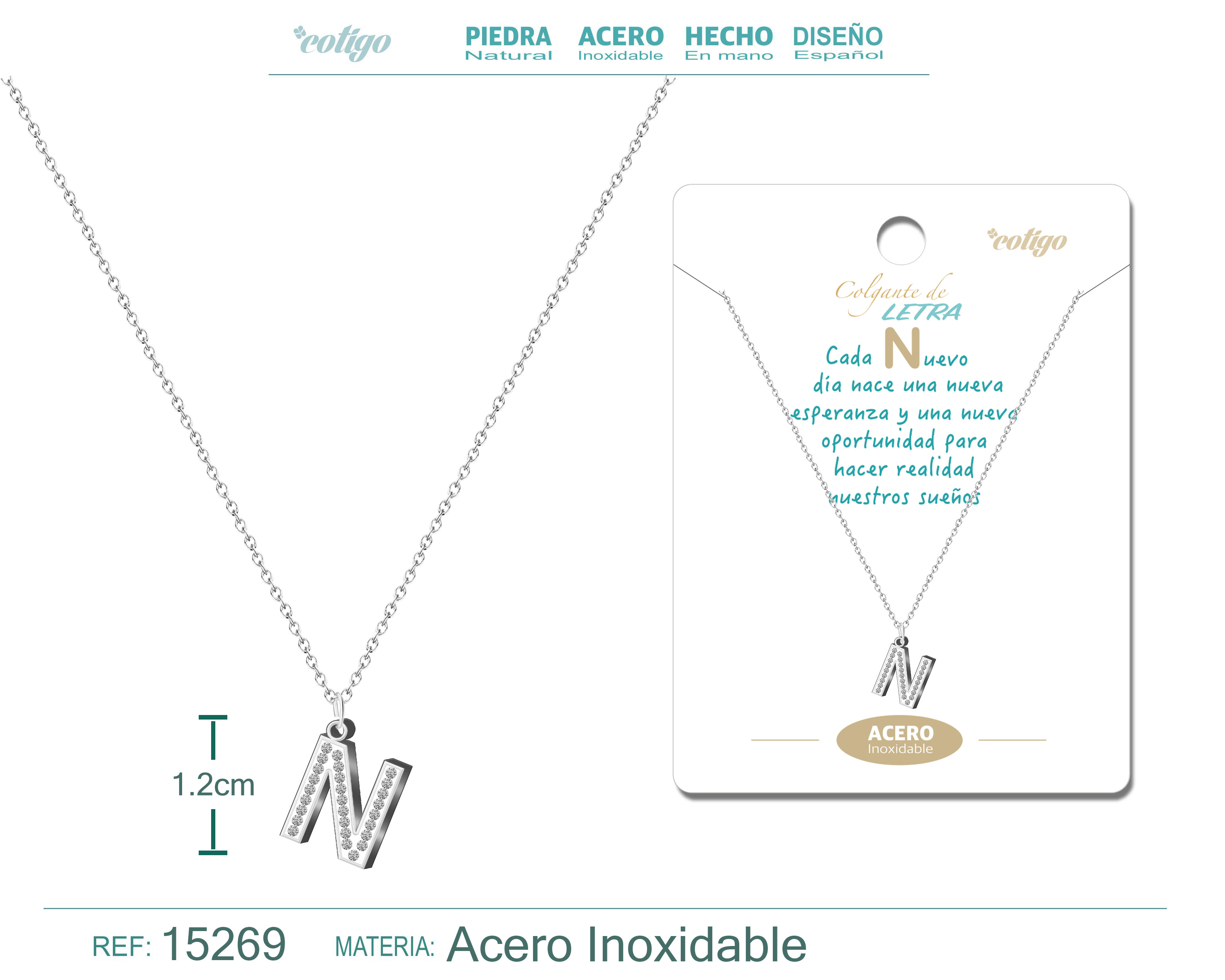 COLLAR LETRA N COLOR PLATEADO