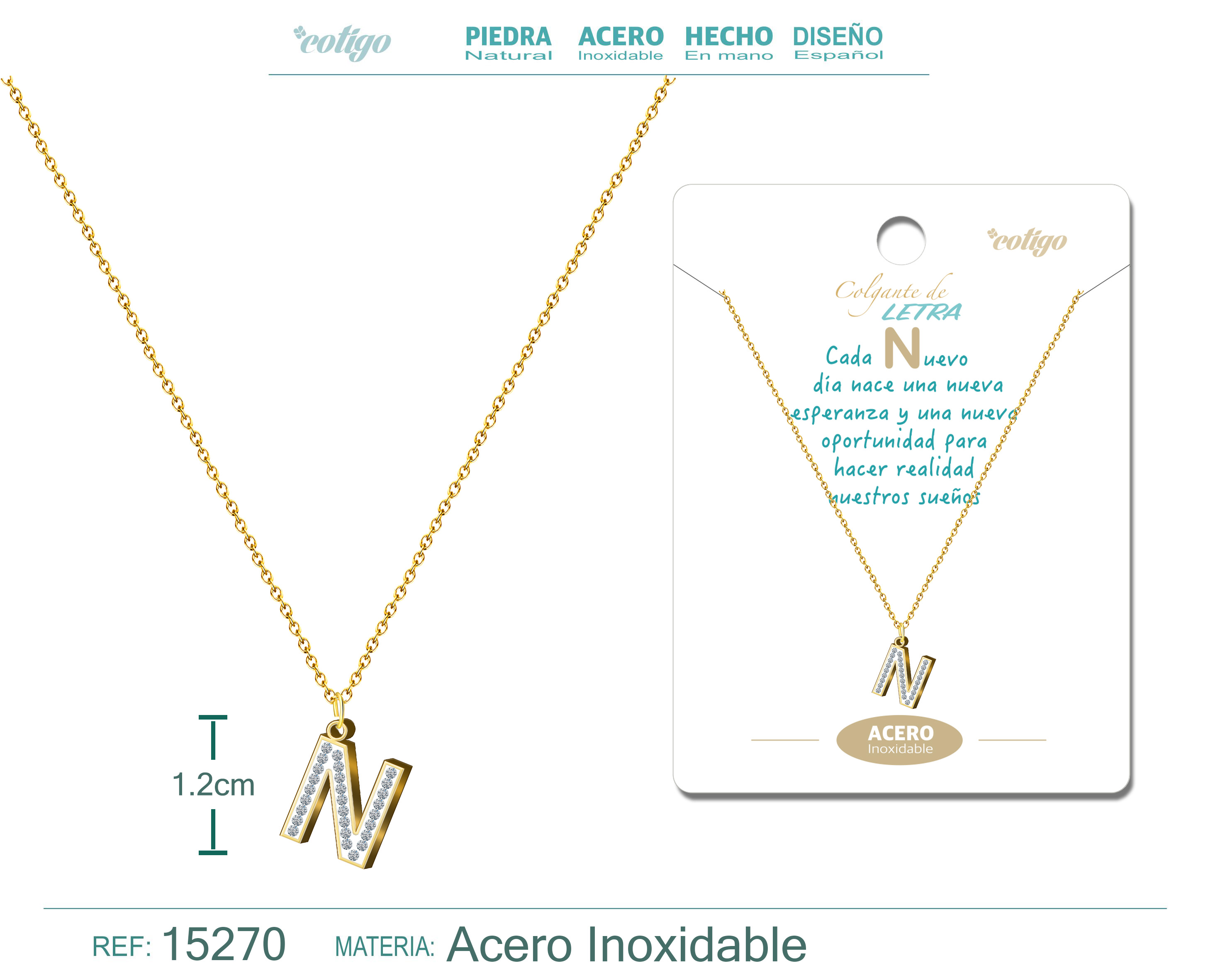 COLLAR LETRA N COLOR DORADO