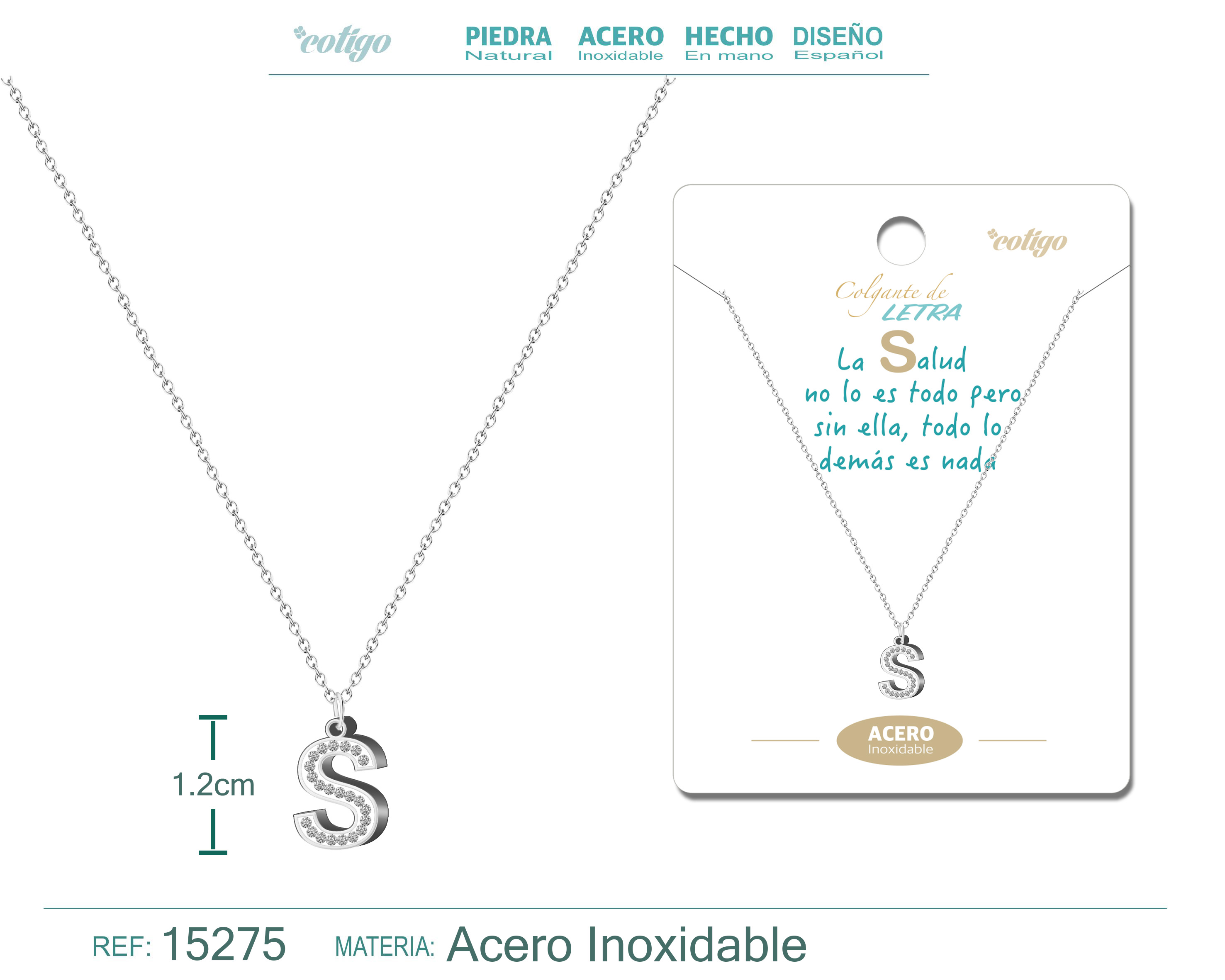 COLLAR LETRA S COLOR PLATEADO