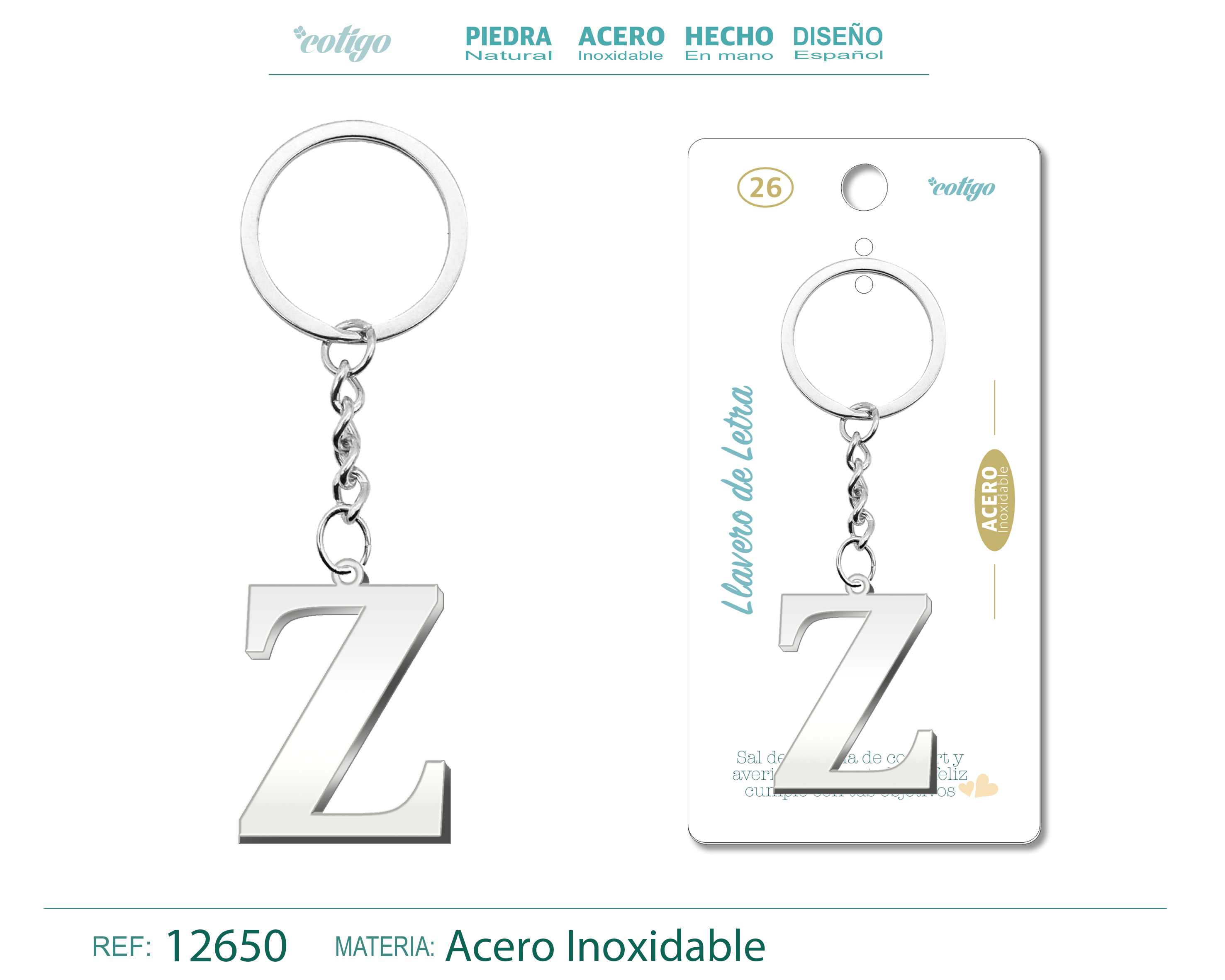LLAVERO ACERO CON LETRA Z