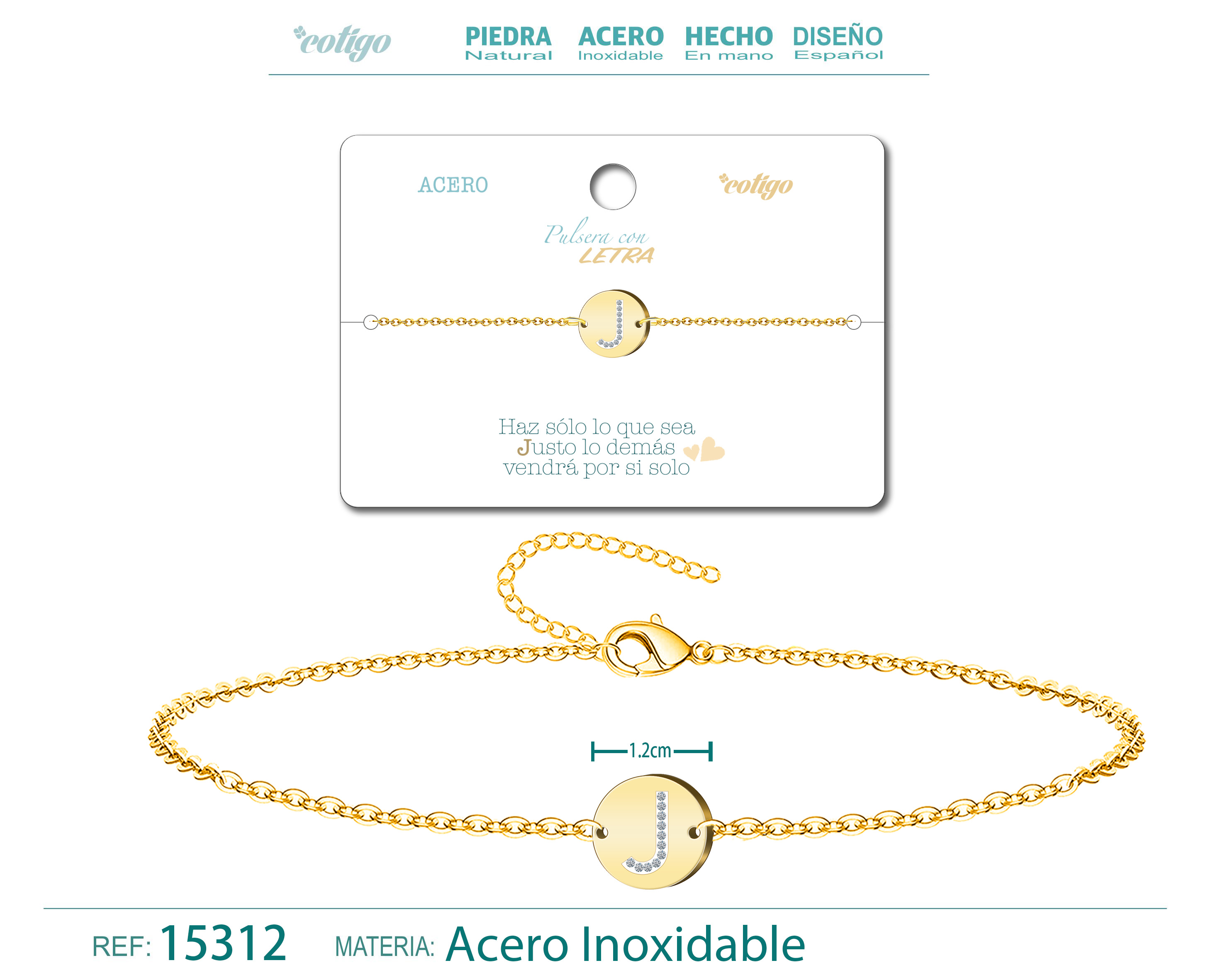 PULSERA LETRA J COLOR DORADO