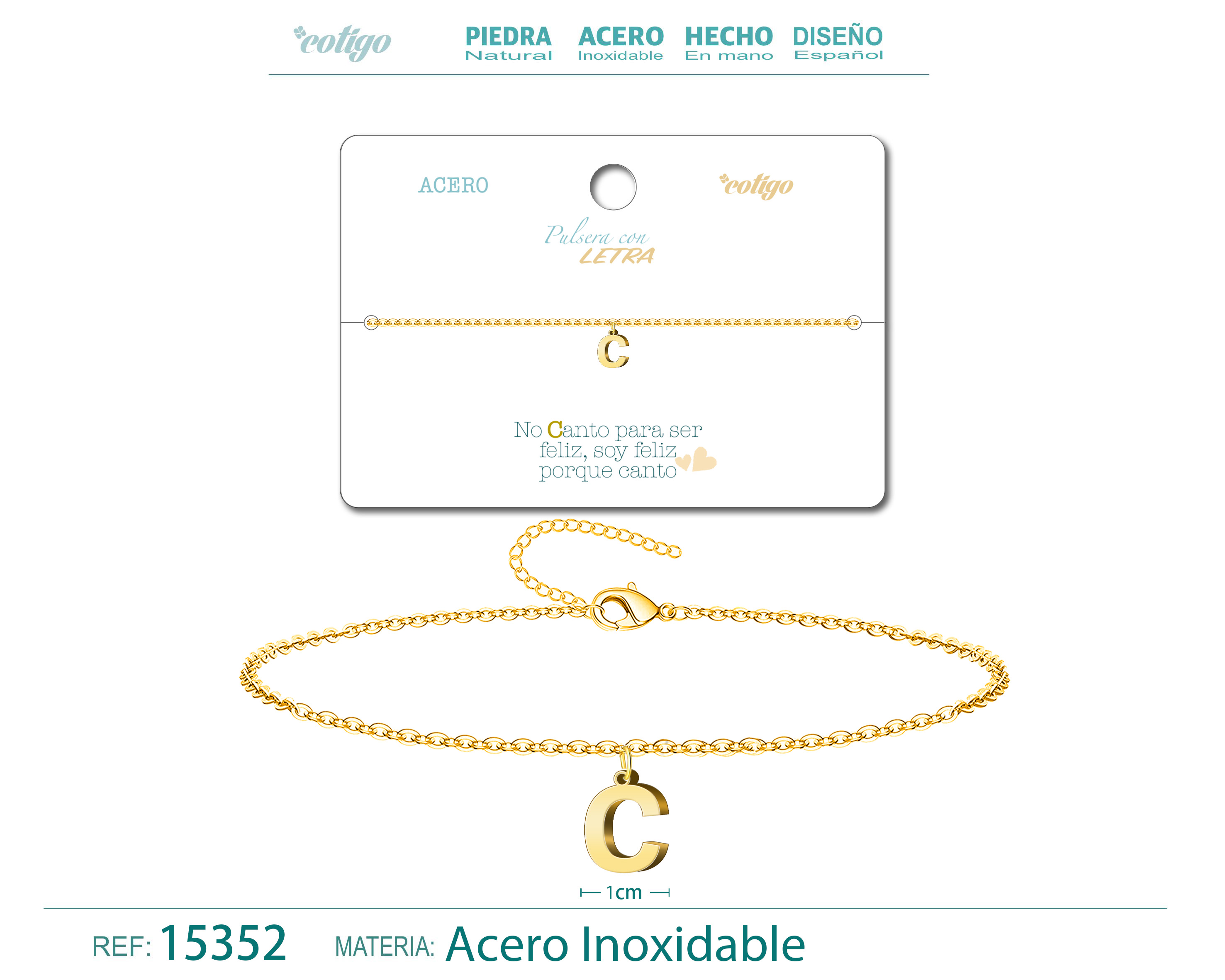 PULSERA LETRA C COLOR DORADO