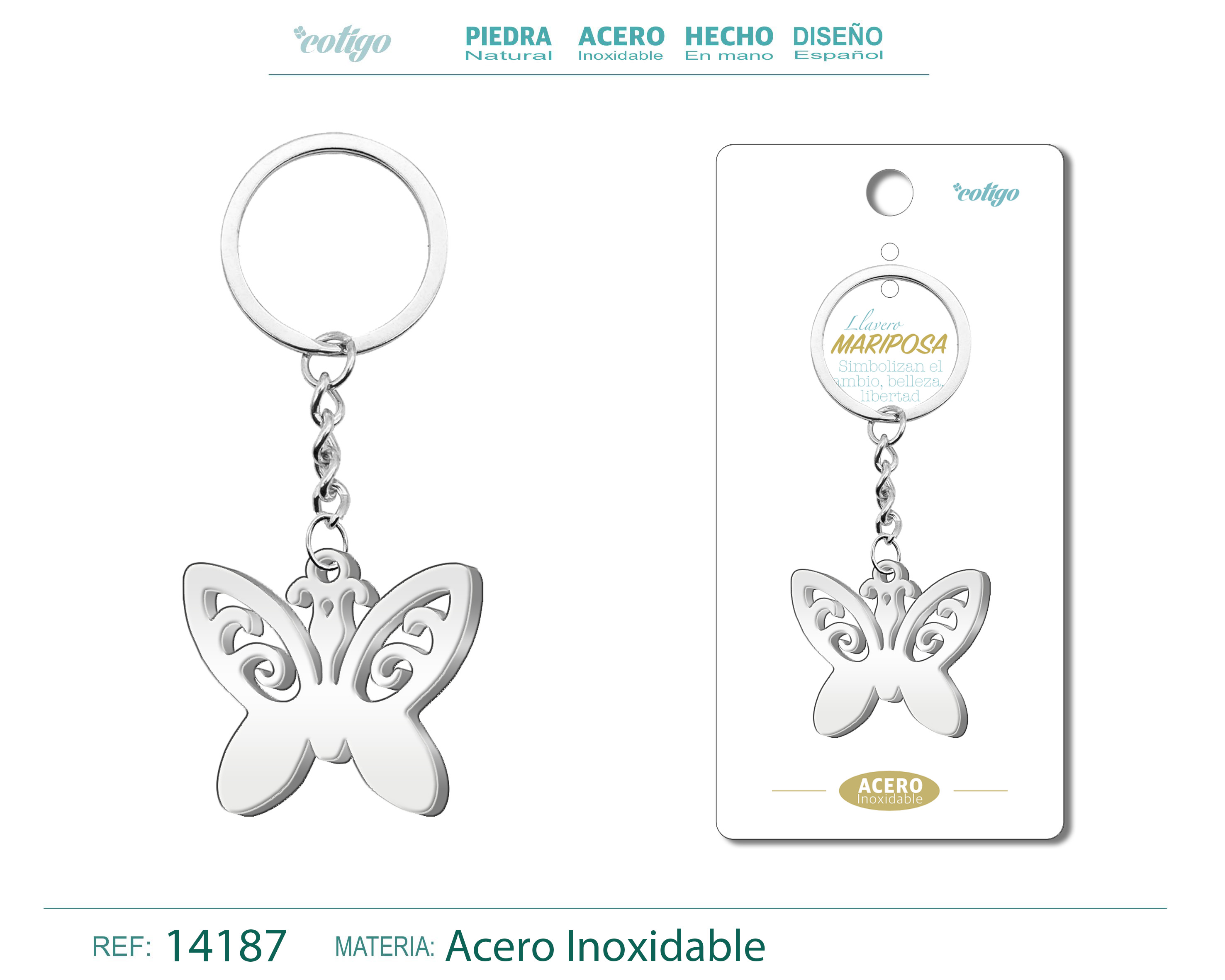 LLAVERO DE MARIPOSA ACERO