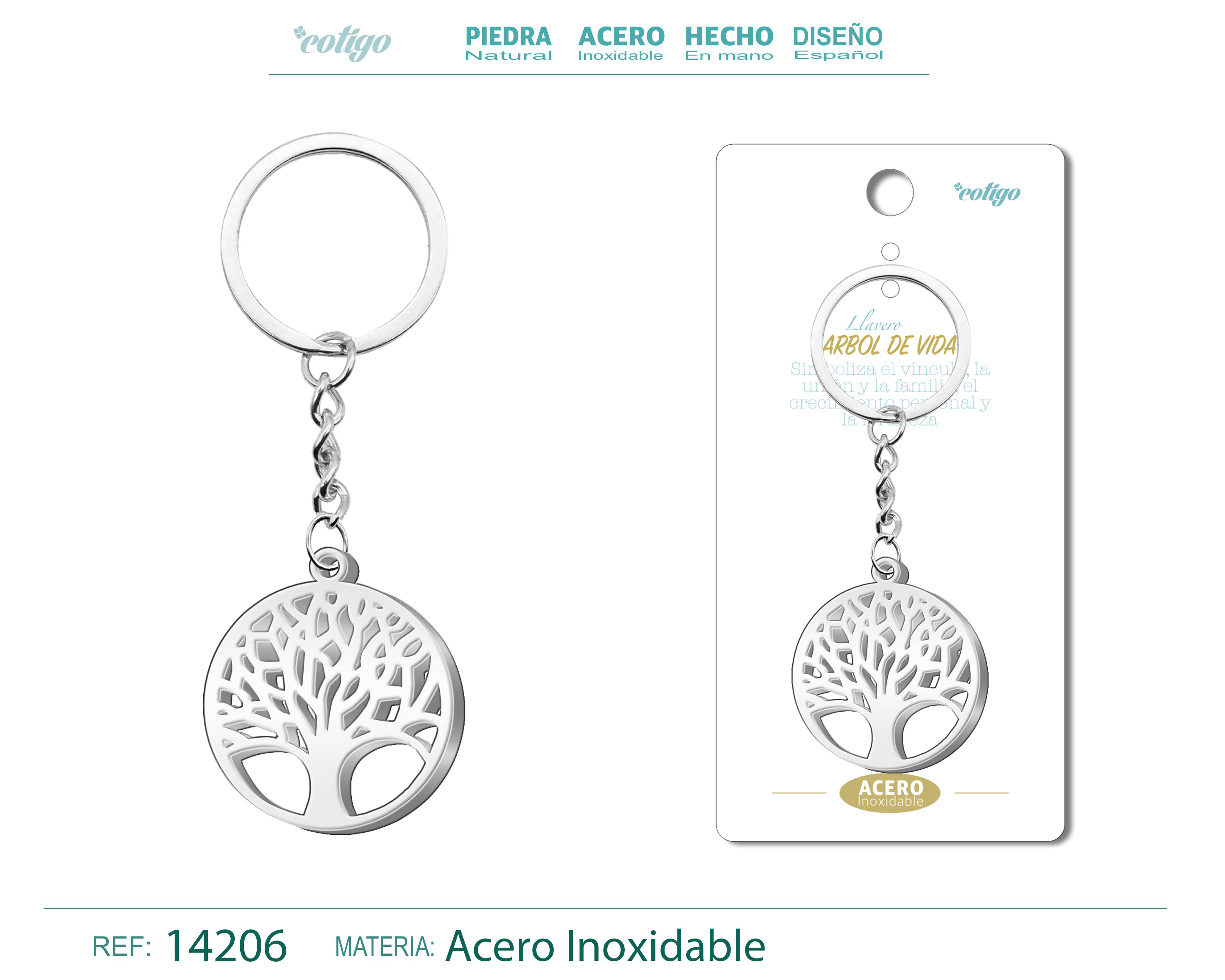 LLAVERO DE ARBOL DE VIDA ACERO