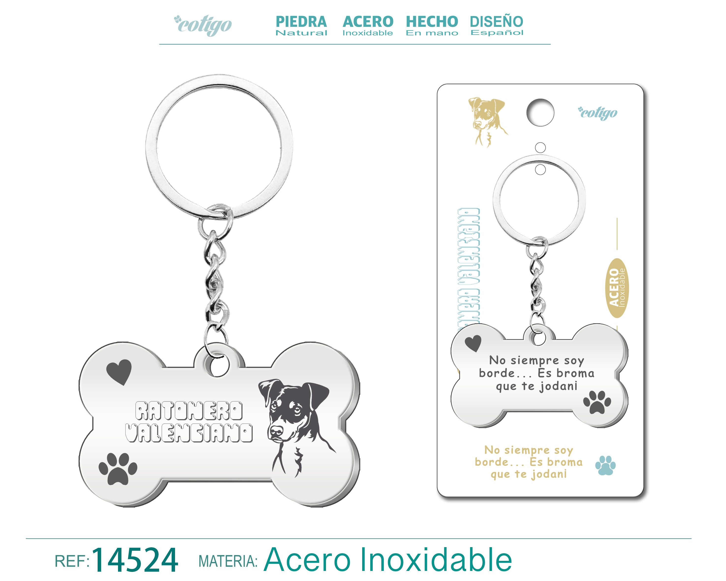 LLAVERO ACERO DE PERRO RATONERO VALENCIANO