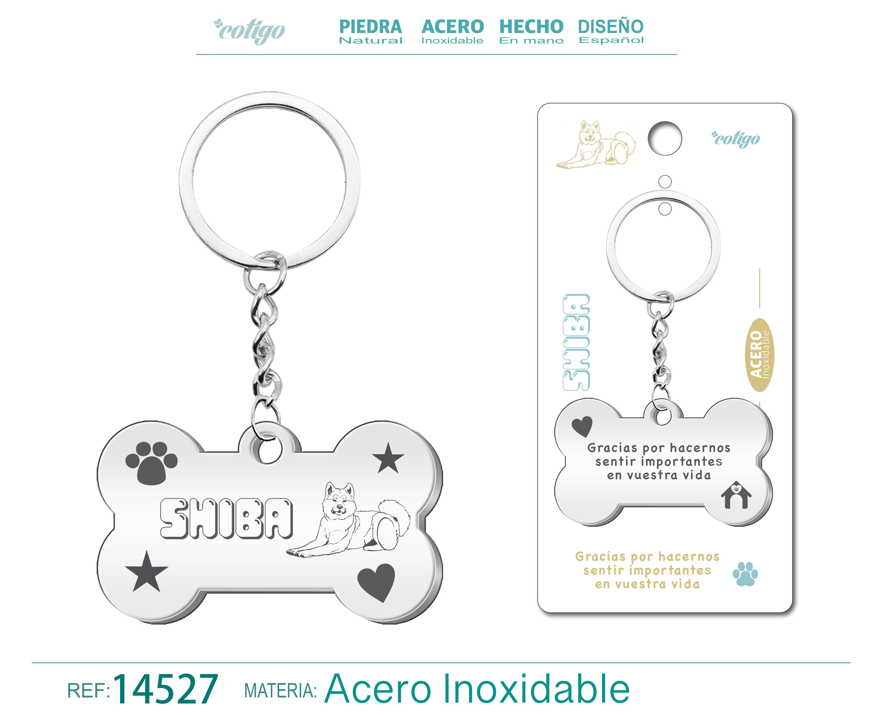 LLAVERO ACERO DE PERRO SHIBA