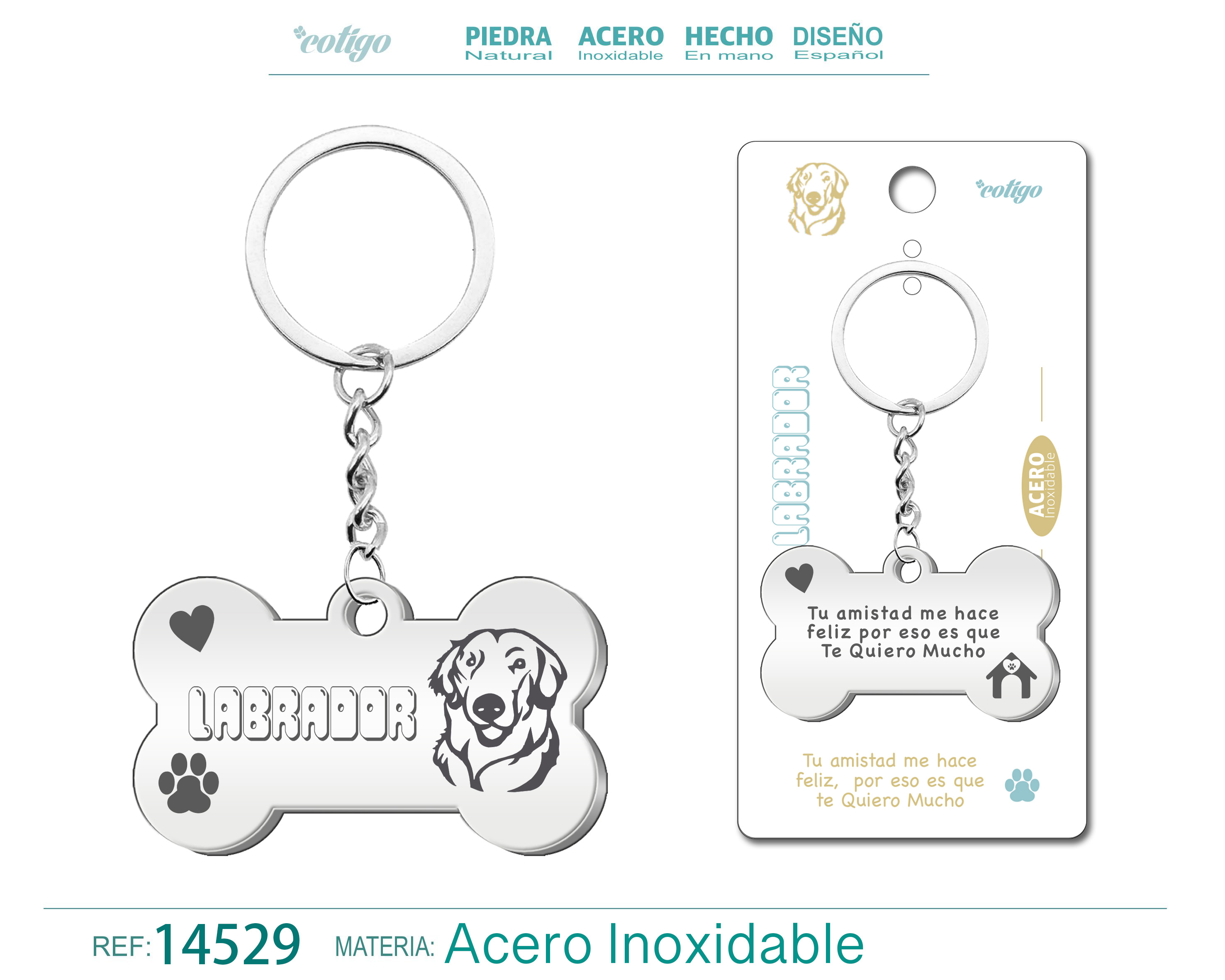 LLAVERO ACERO DE PERRO LABRADOR