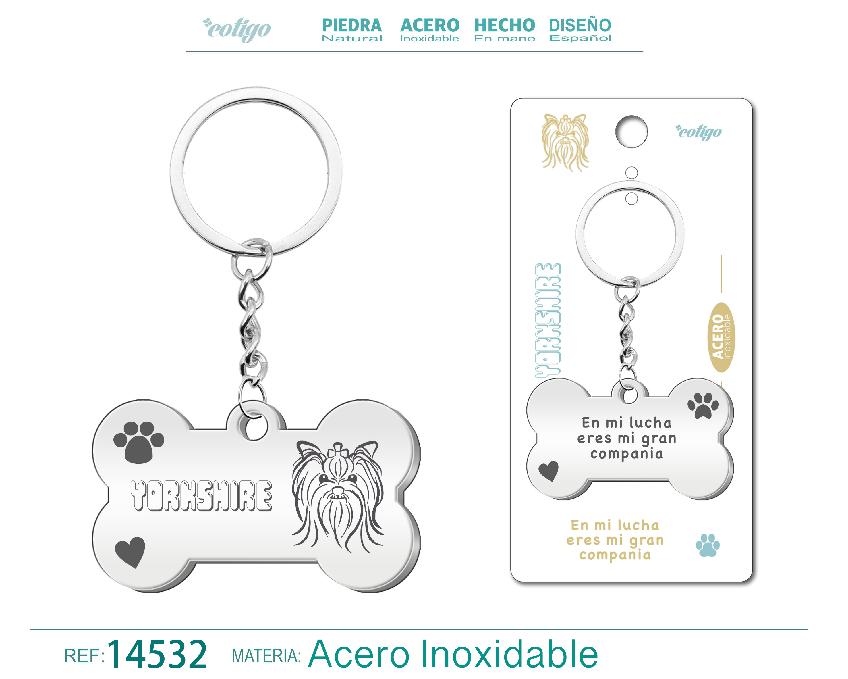 LLAVERO ACERO DE PERRO YORKSHIRE