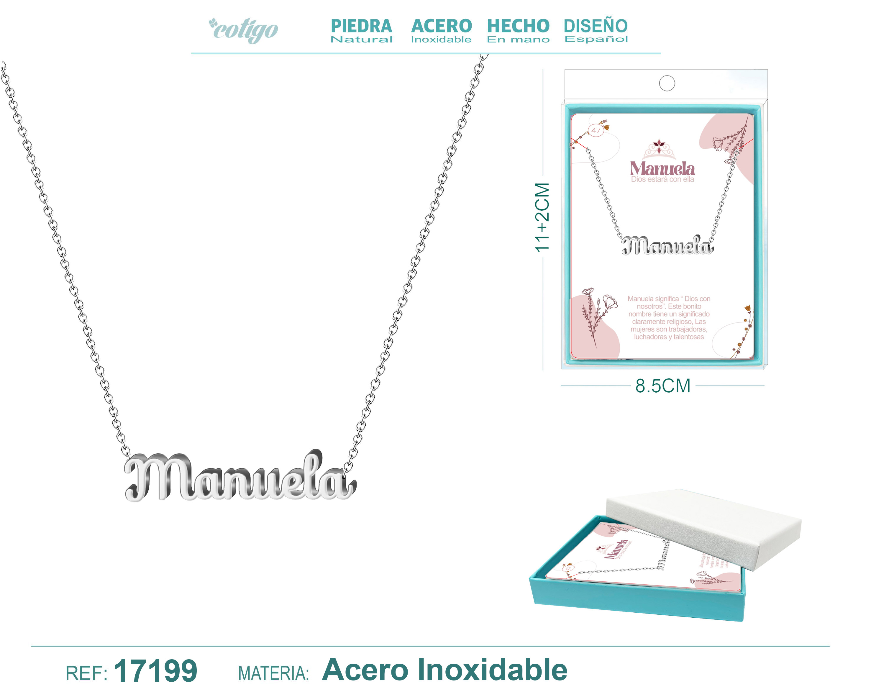 COLLAR MANUELA ACERO COLOR PLATEADO