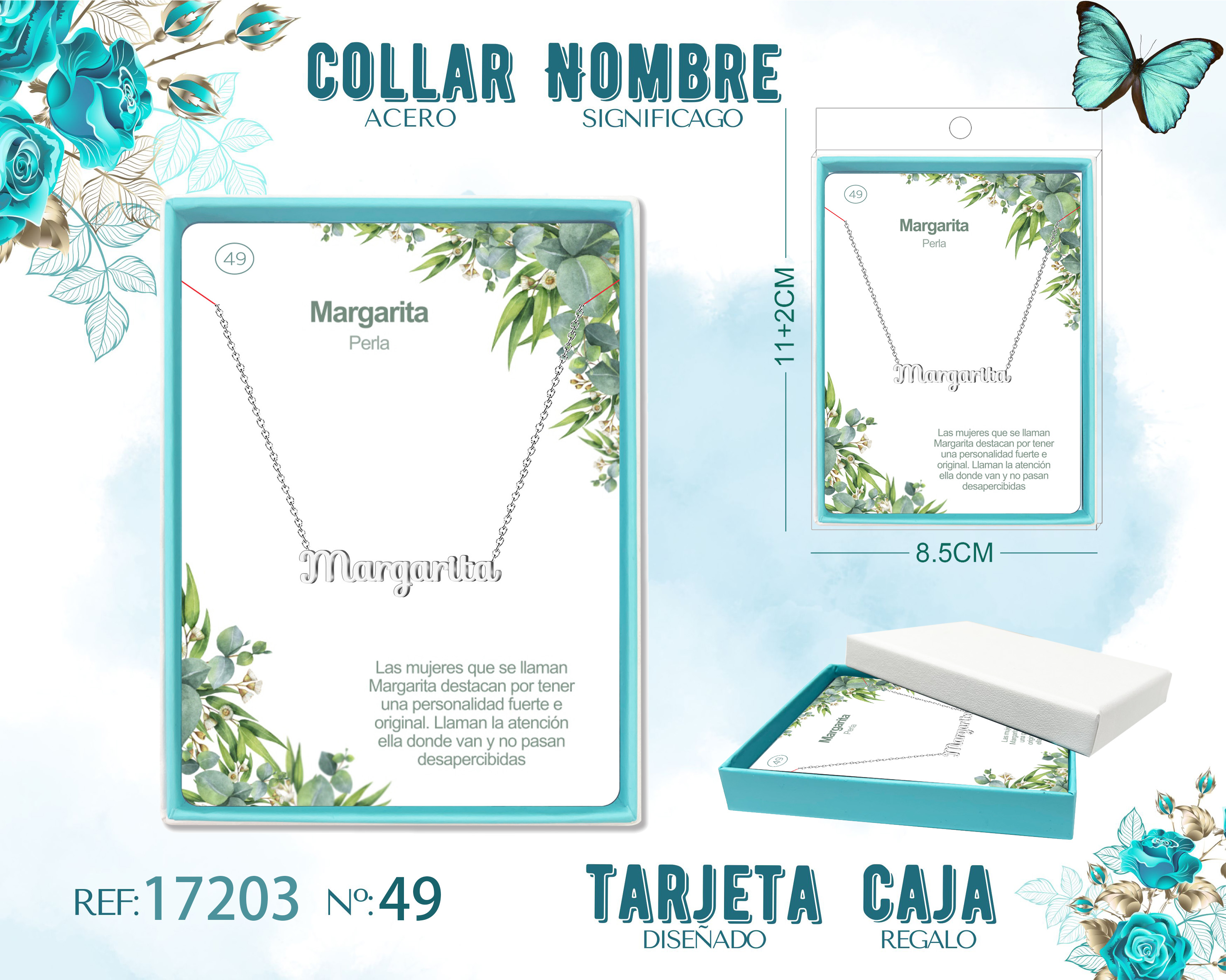 COLLAR MARGARITA ACERO COLOR PLATEADO