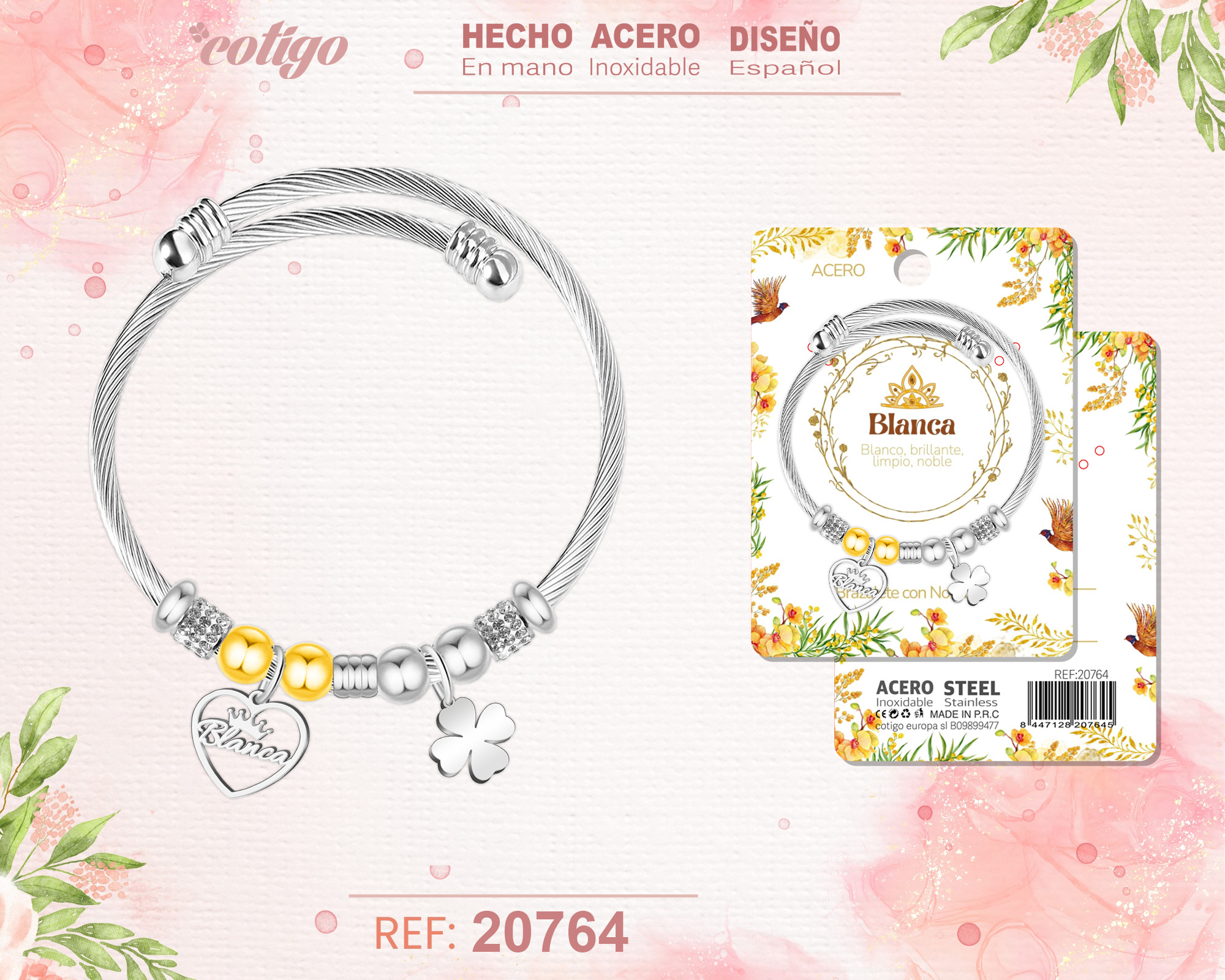 BRAZALERTE ACERO CON NOMBRE:BLANCA