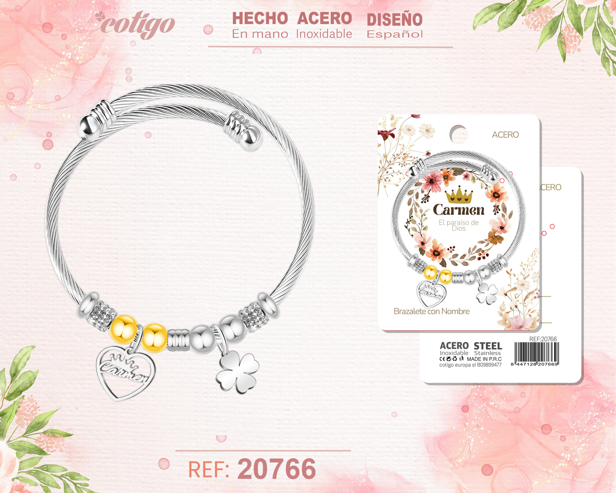 BRAZALERTE ACERO CON NOMBRE:CARMEN