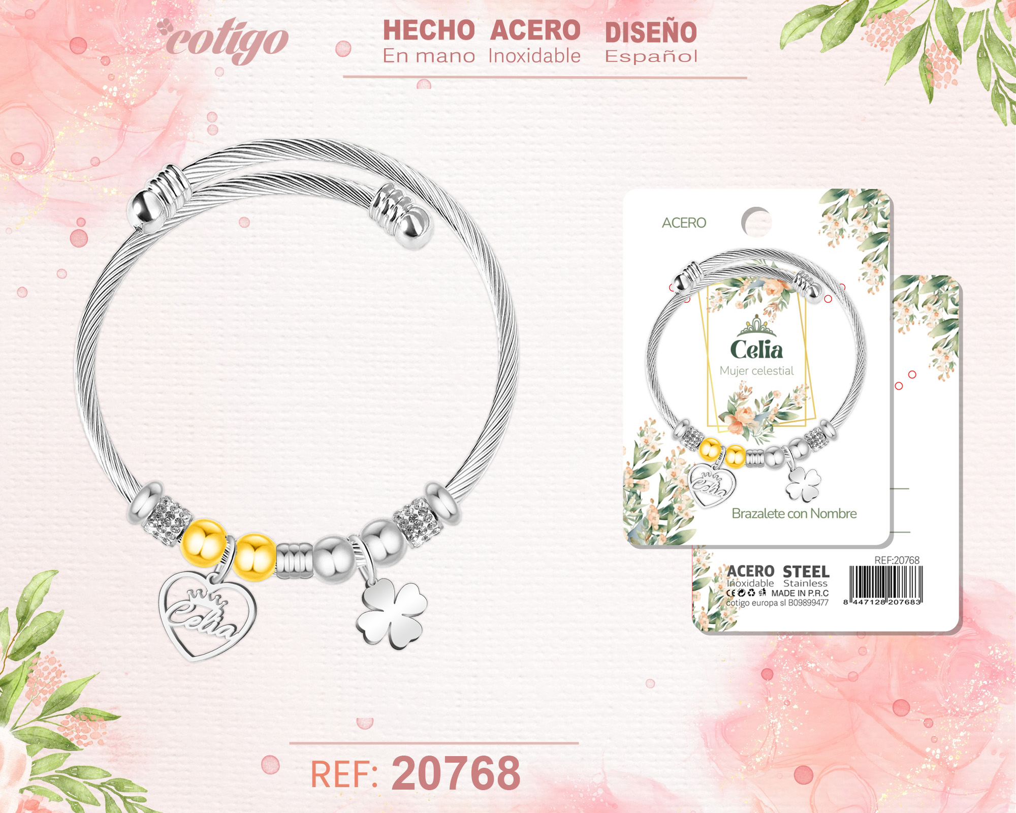 BRAZALERTE ACERO CON NOMBRE:CELIA