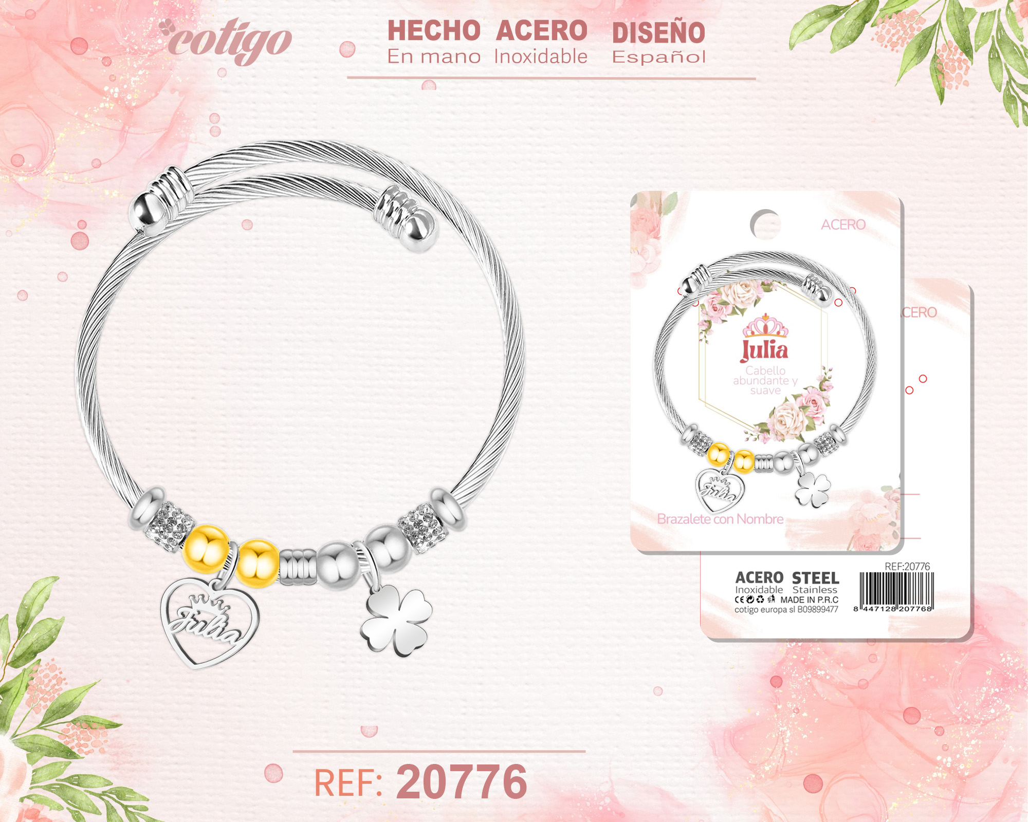 BRAZALERTE ACERO CON NOMBRE:JULIA